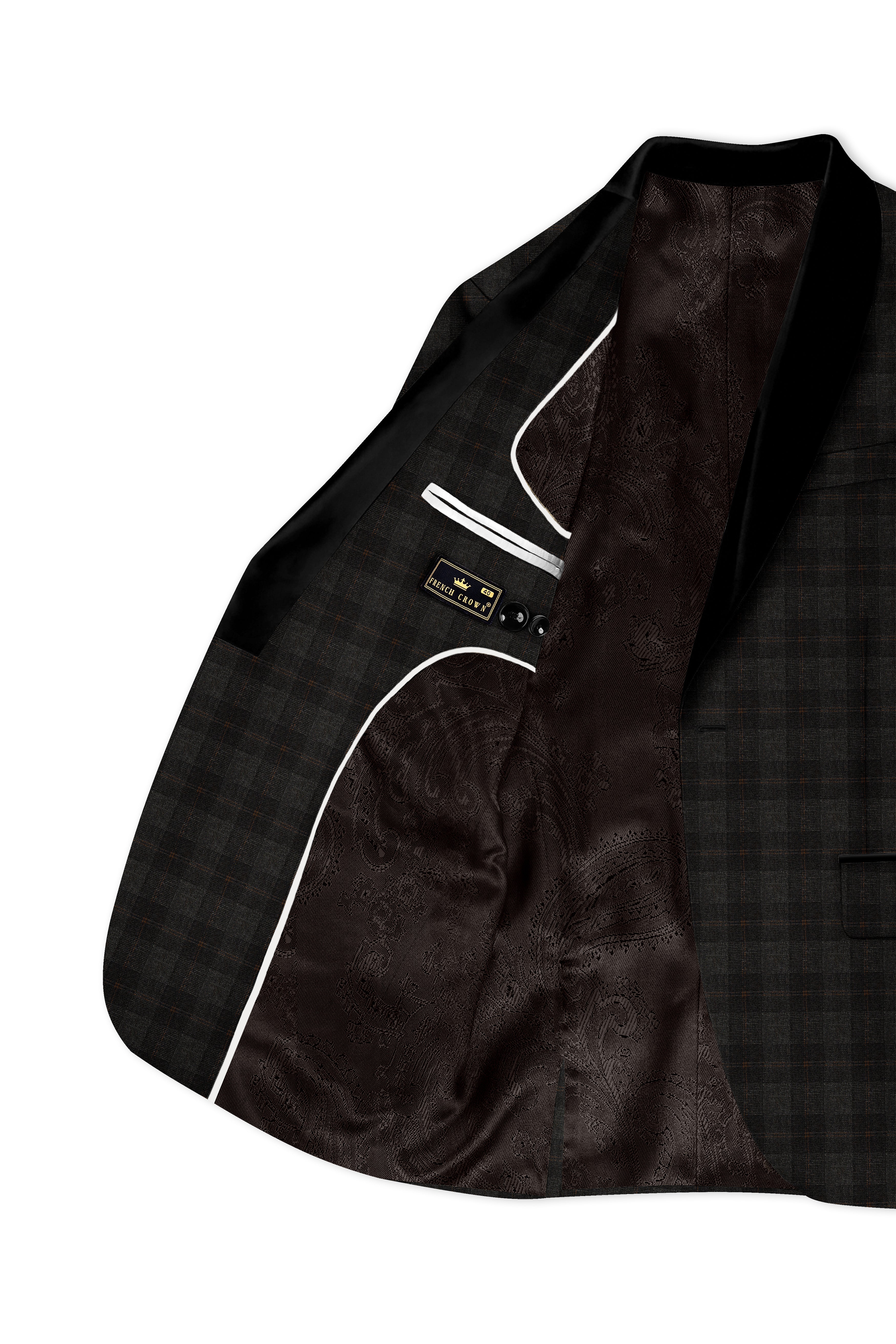 Thunder and Spice Brown Plaid Wool Rich Tuxedo Suit