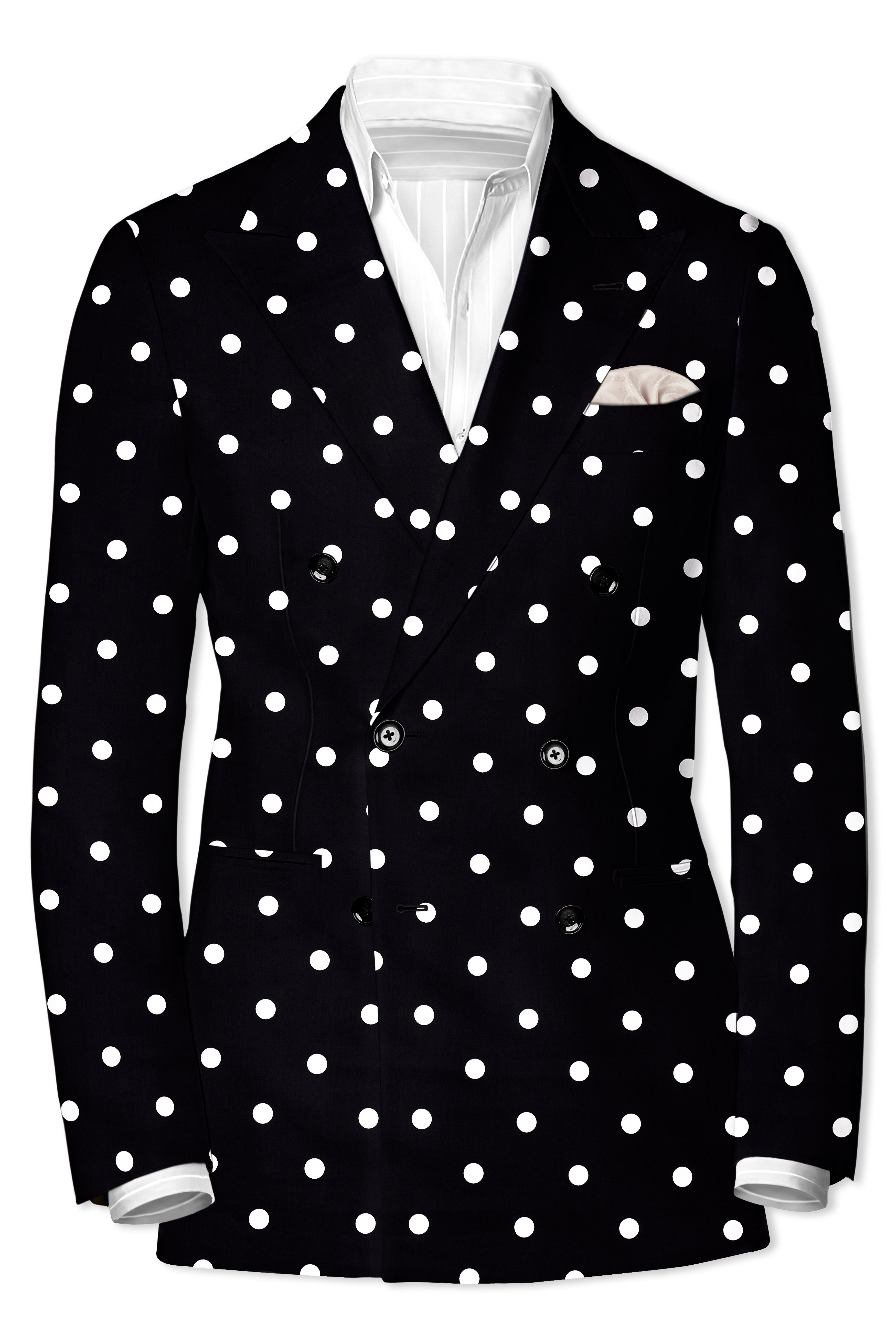 Jade Black Polka Print Double Breasted Suit