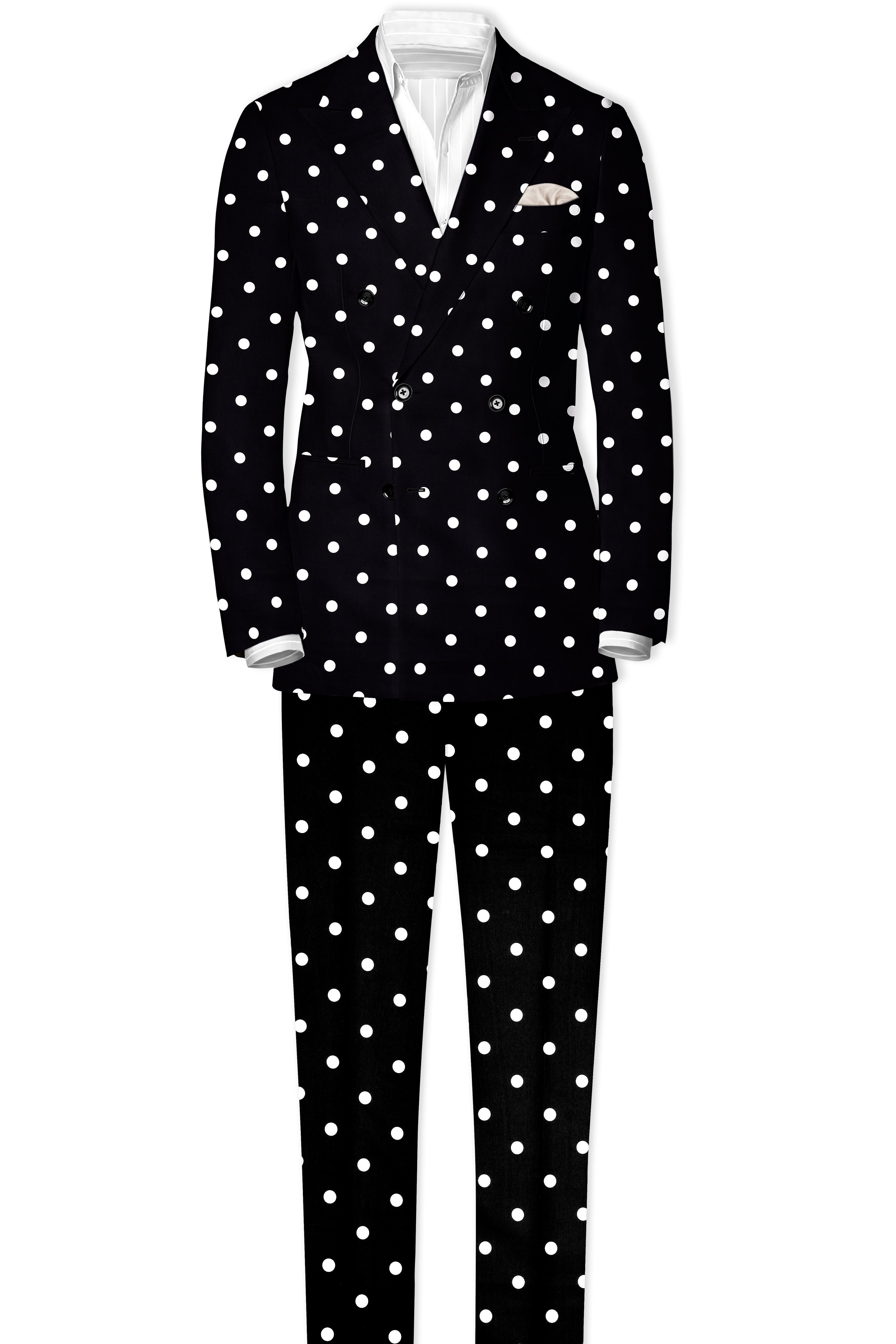 Jade Black Polka Print Double Breasted Suit