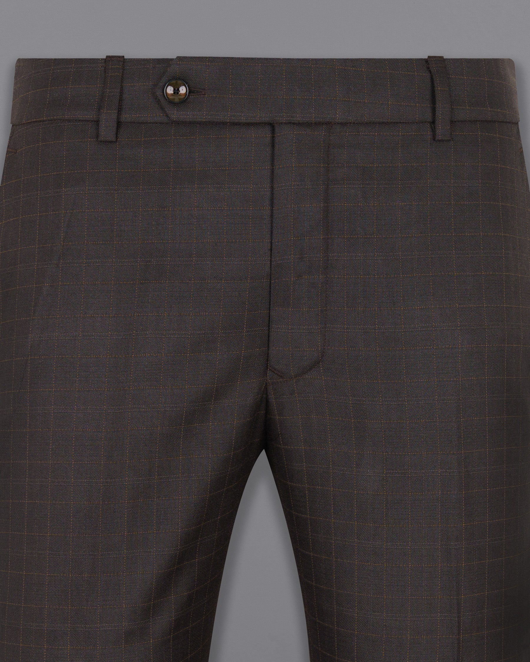 Brown Plaid Wool Rich Suit