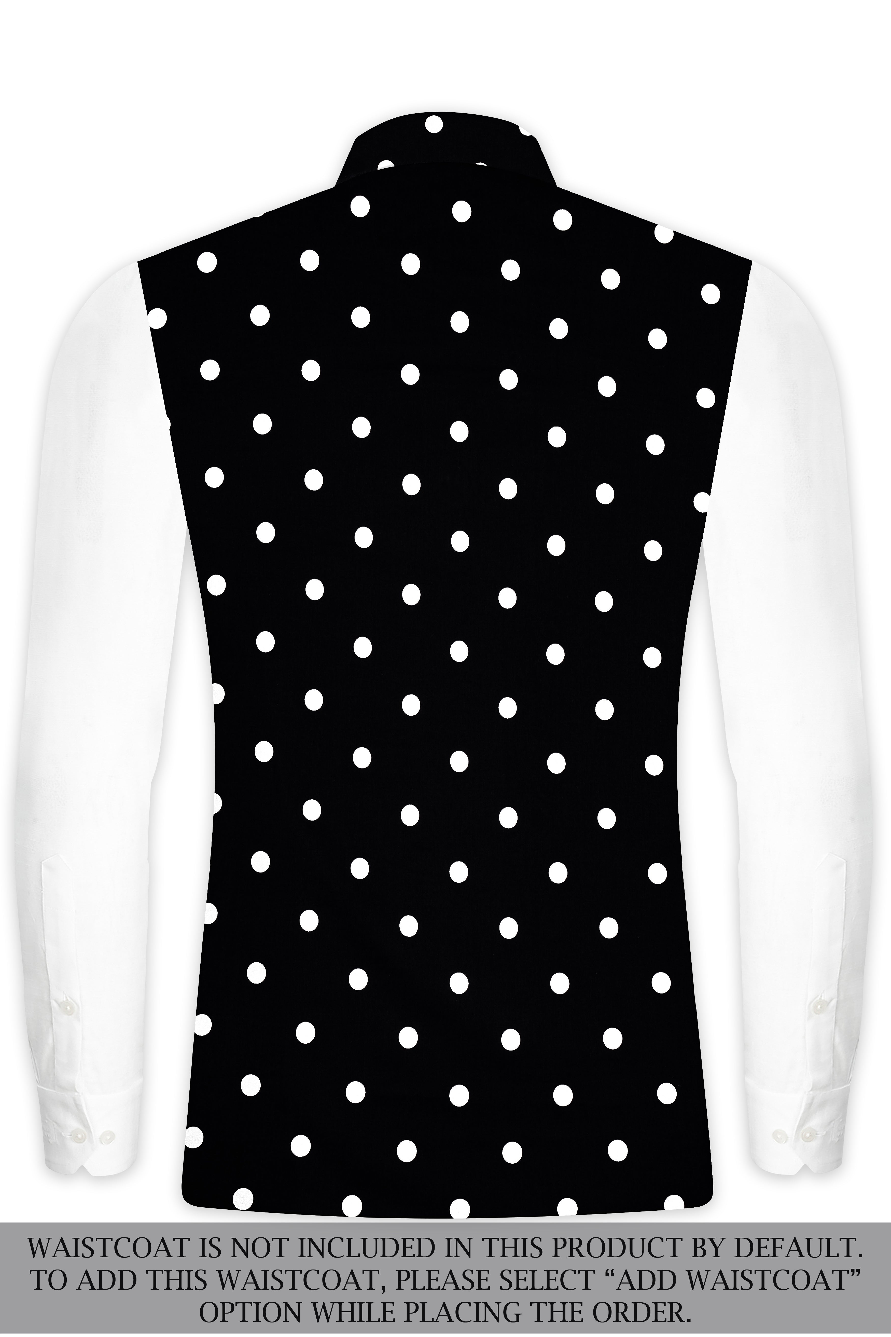 Jade Black Polka Print Cross Placket Bandhgala/Mandarin Suit