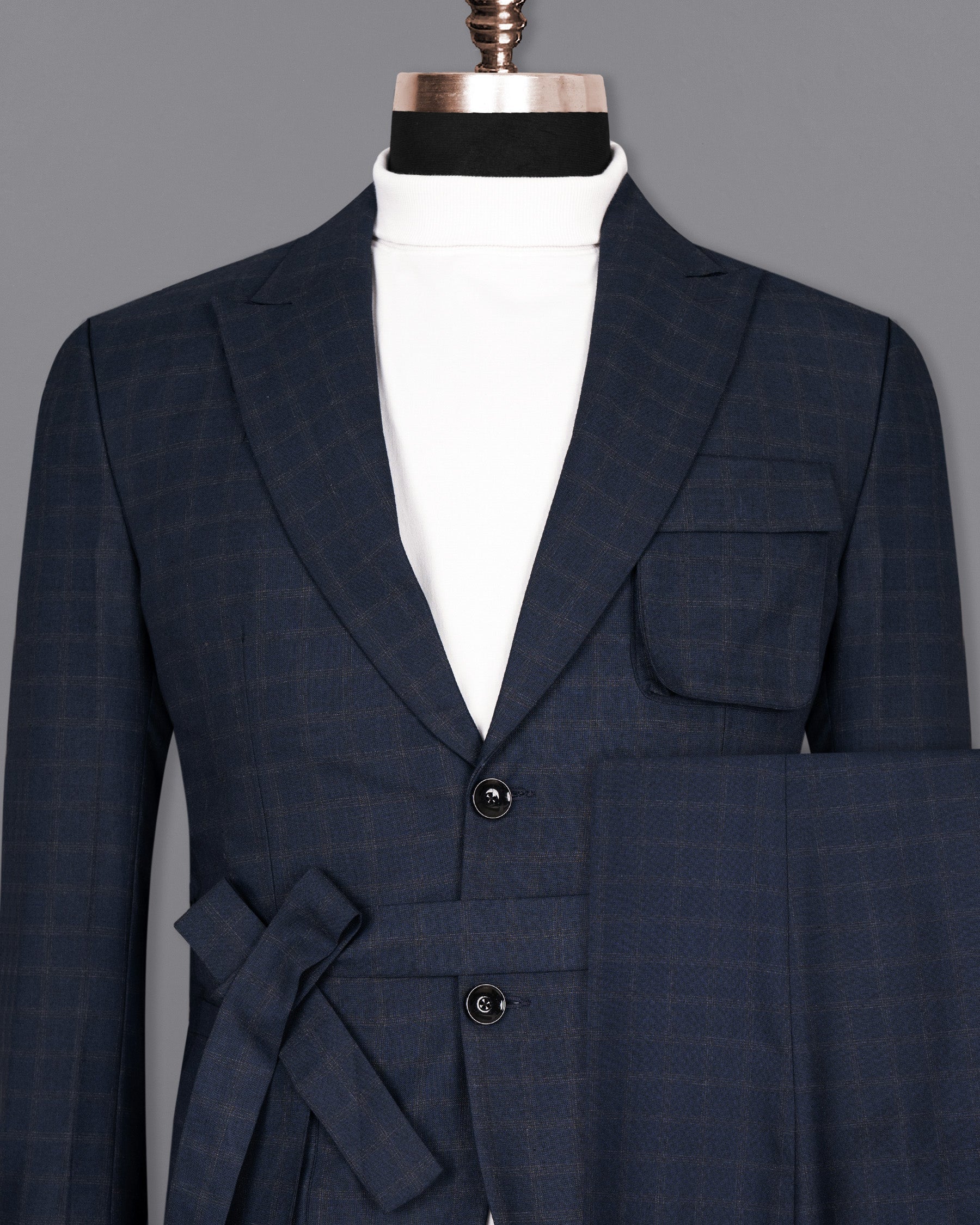 Ebony Clay Windowpane Wool Rich Sports Suit