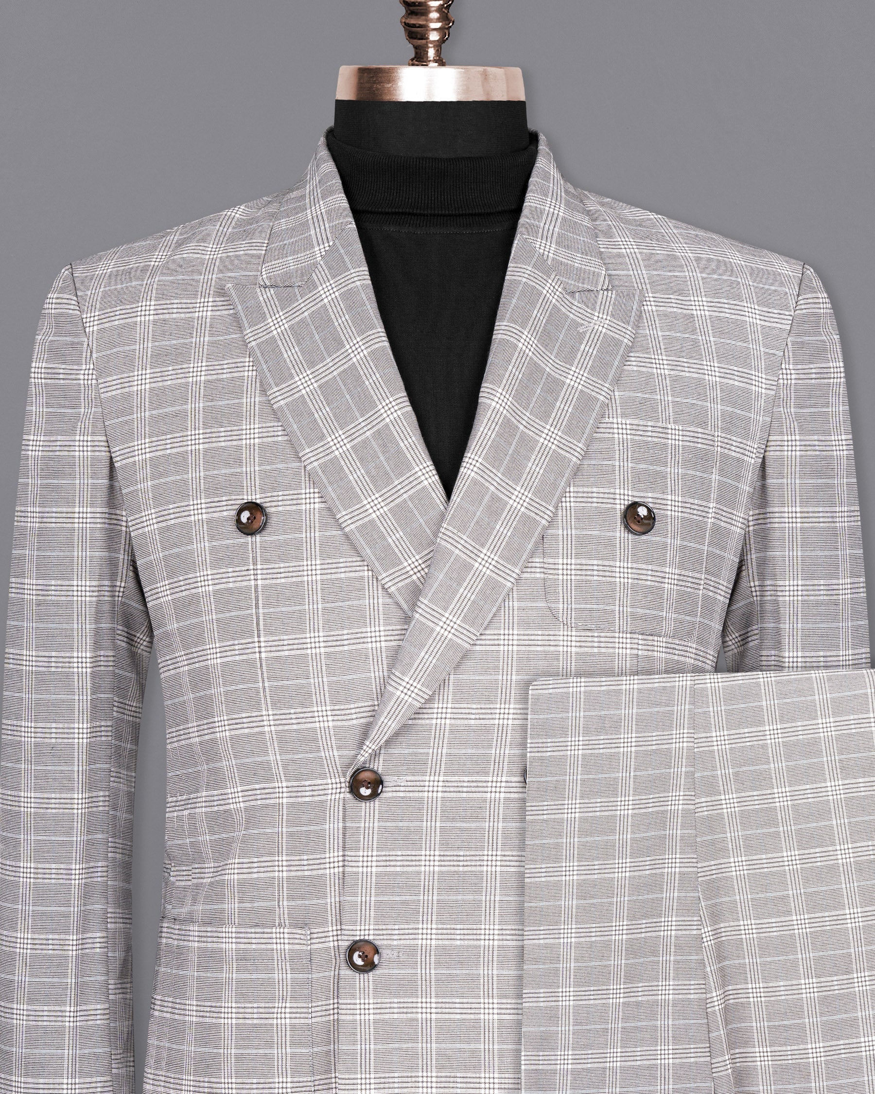 Mercury Grey Plaid Woolrich Double-Breasted Suit