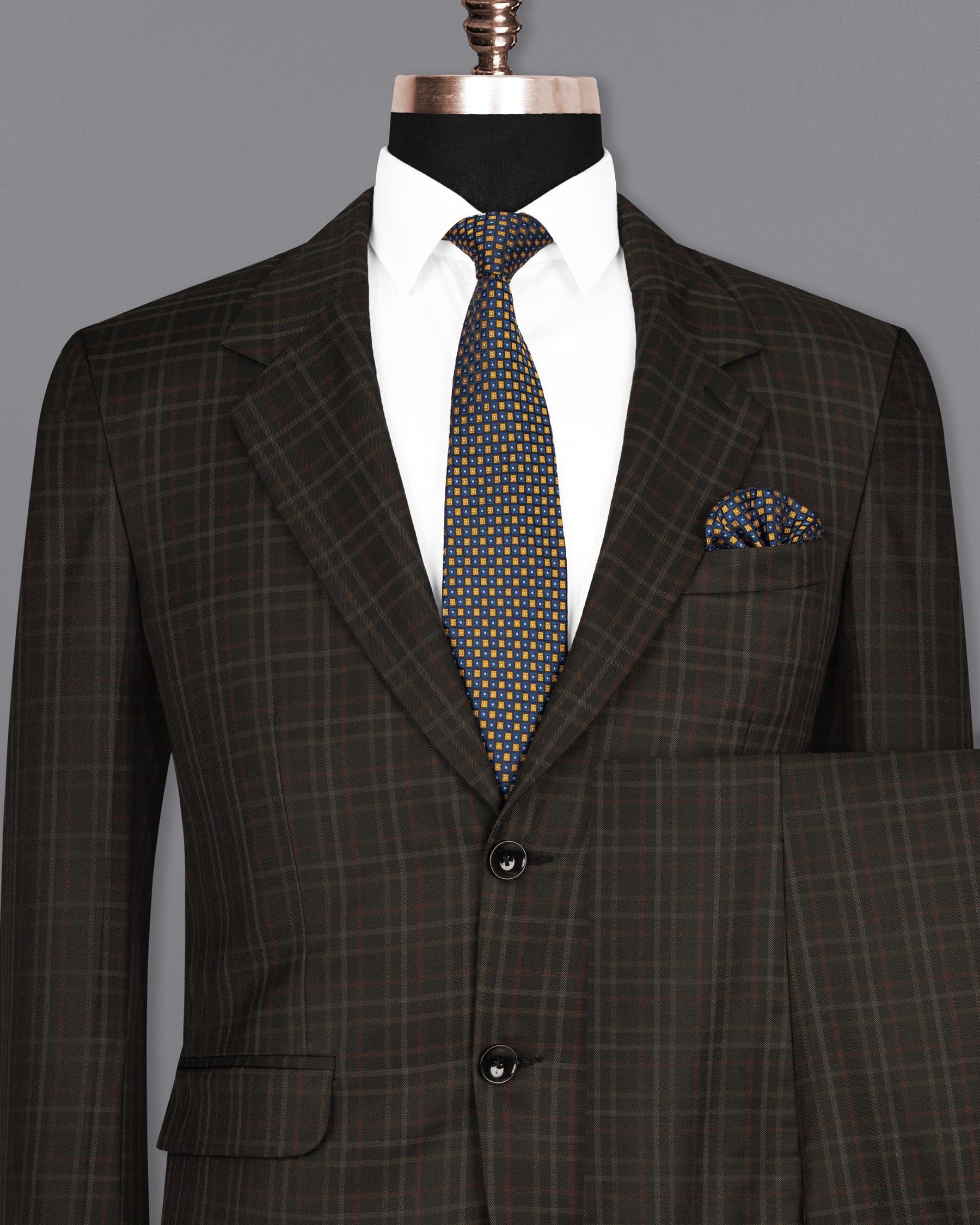 Zeus Black Plaid Wool Rich Suit