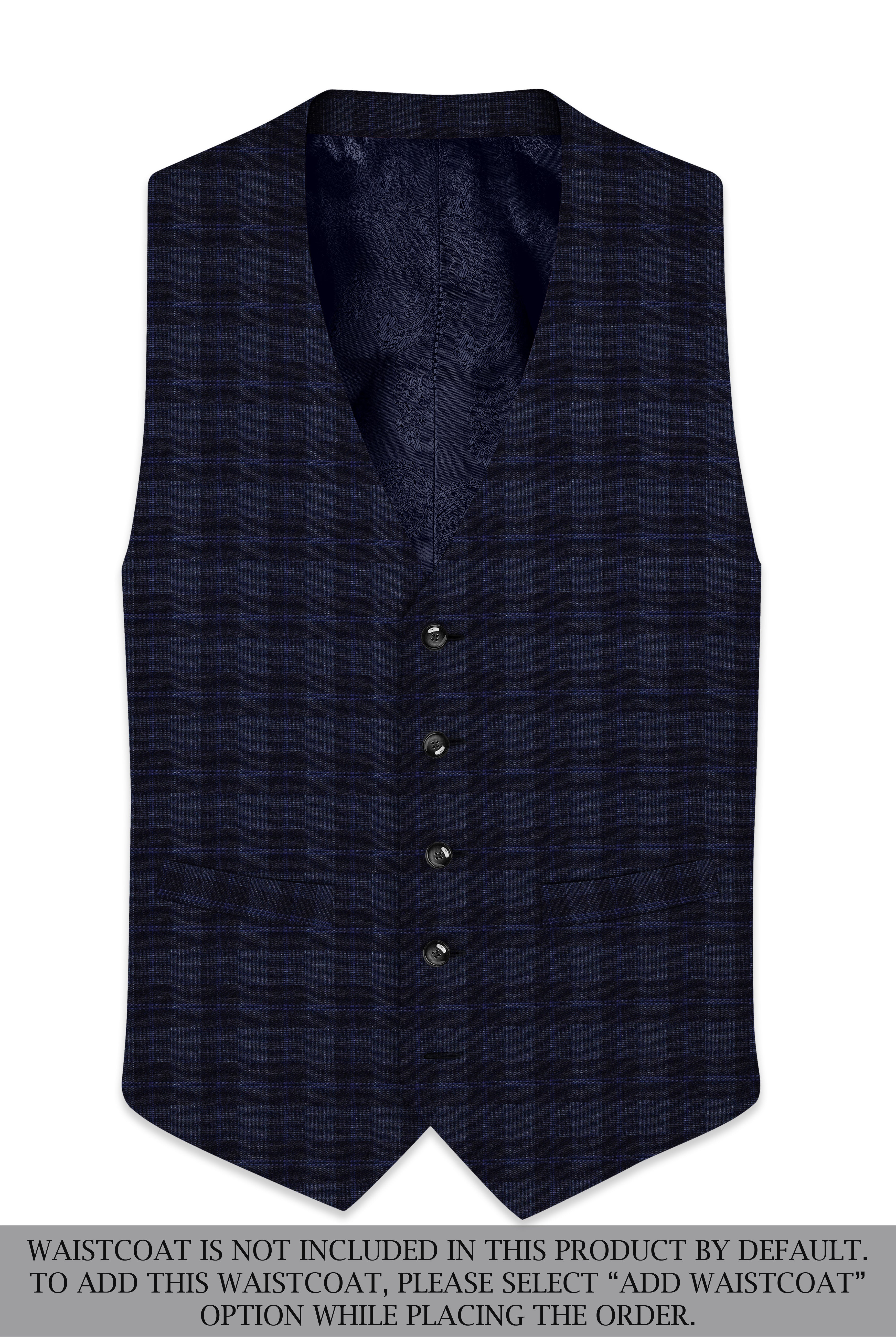 Bastille Grey Plaid Wool Rich Cross Placket Bandhgala Suit