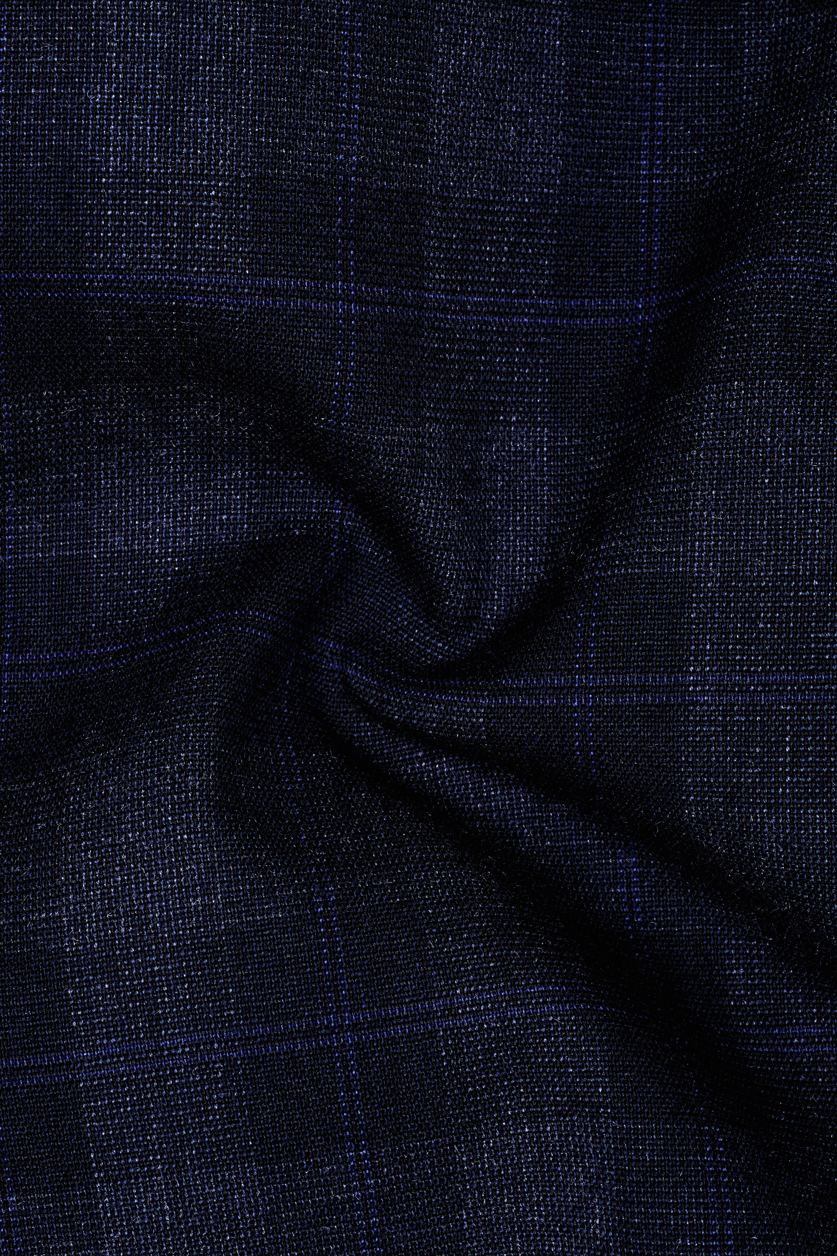 Bastille Grey Plaid Wool Rich Cross Placket Bandhgala Suit