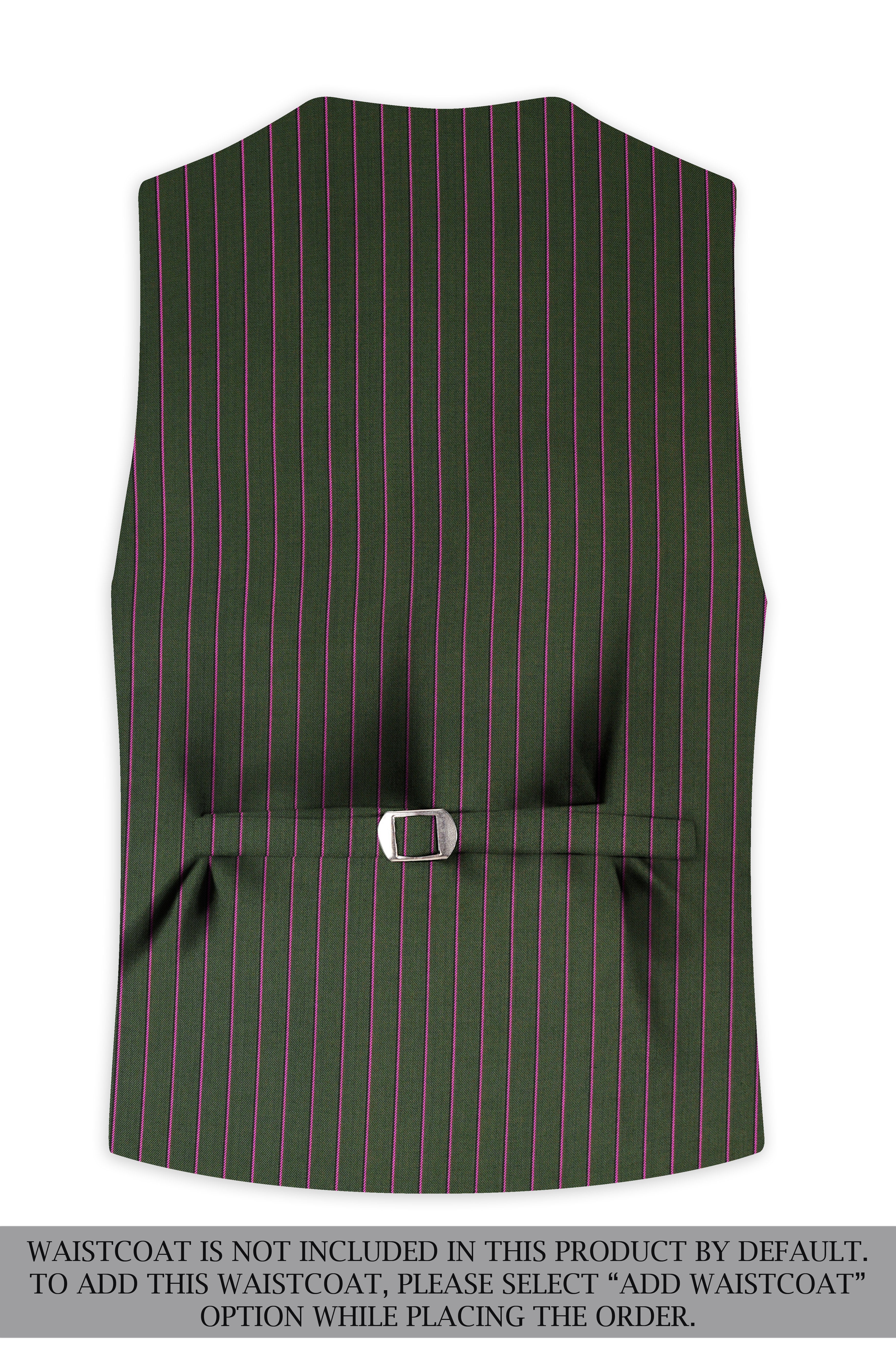 Kelp Green Woolrich Striped Cross Placket Bandhgala Suit