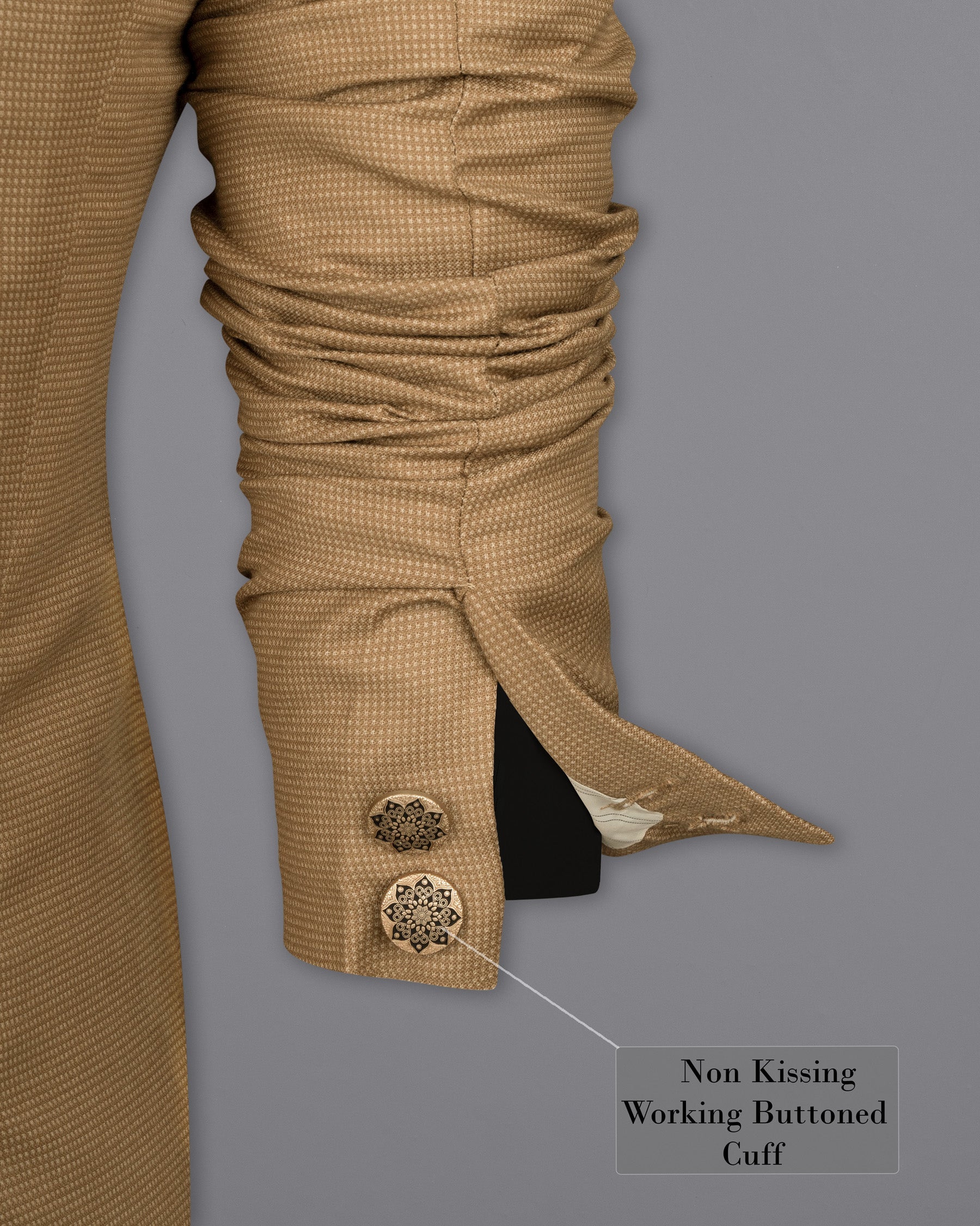 Oak Brown Cross Placket Bandhgala Premium Cotton Suit