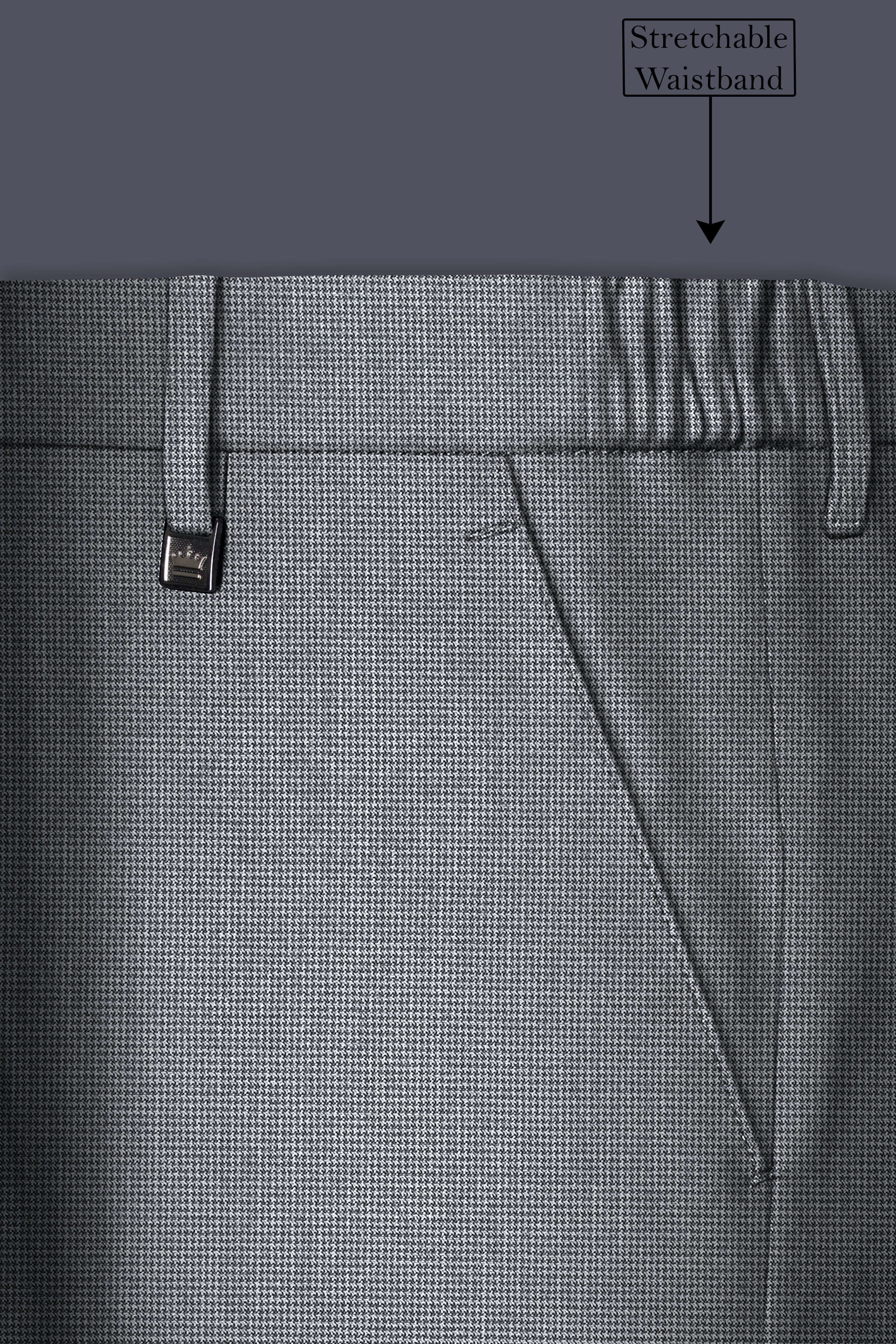 Mountain Mist Gray Houndstooth Wool Rich Double Breasted Suit