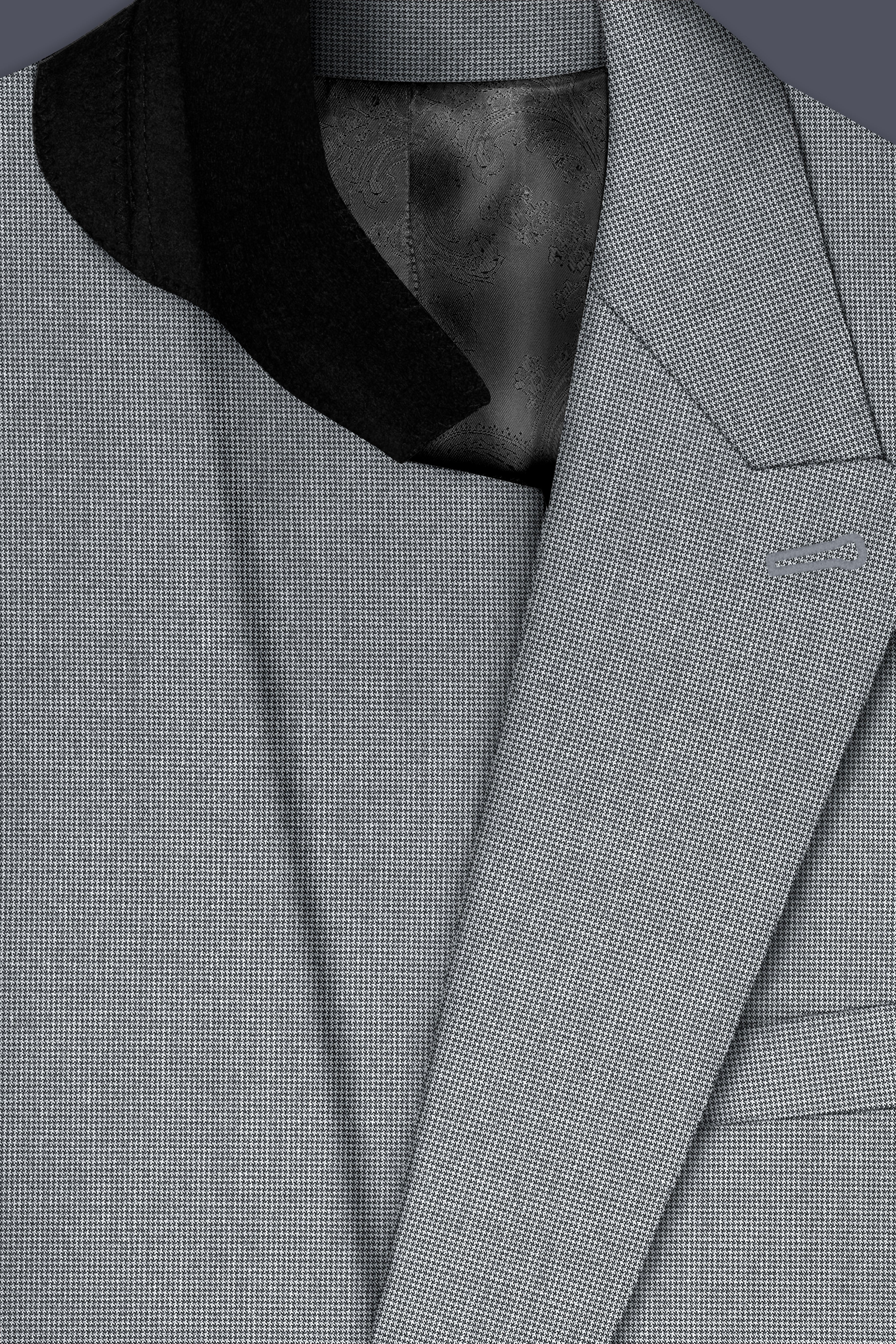 Mountain Mist Gray Houndstooth Wool Rich Double Breasted Suit