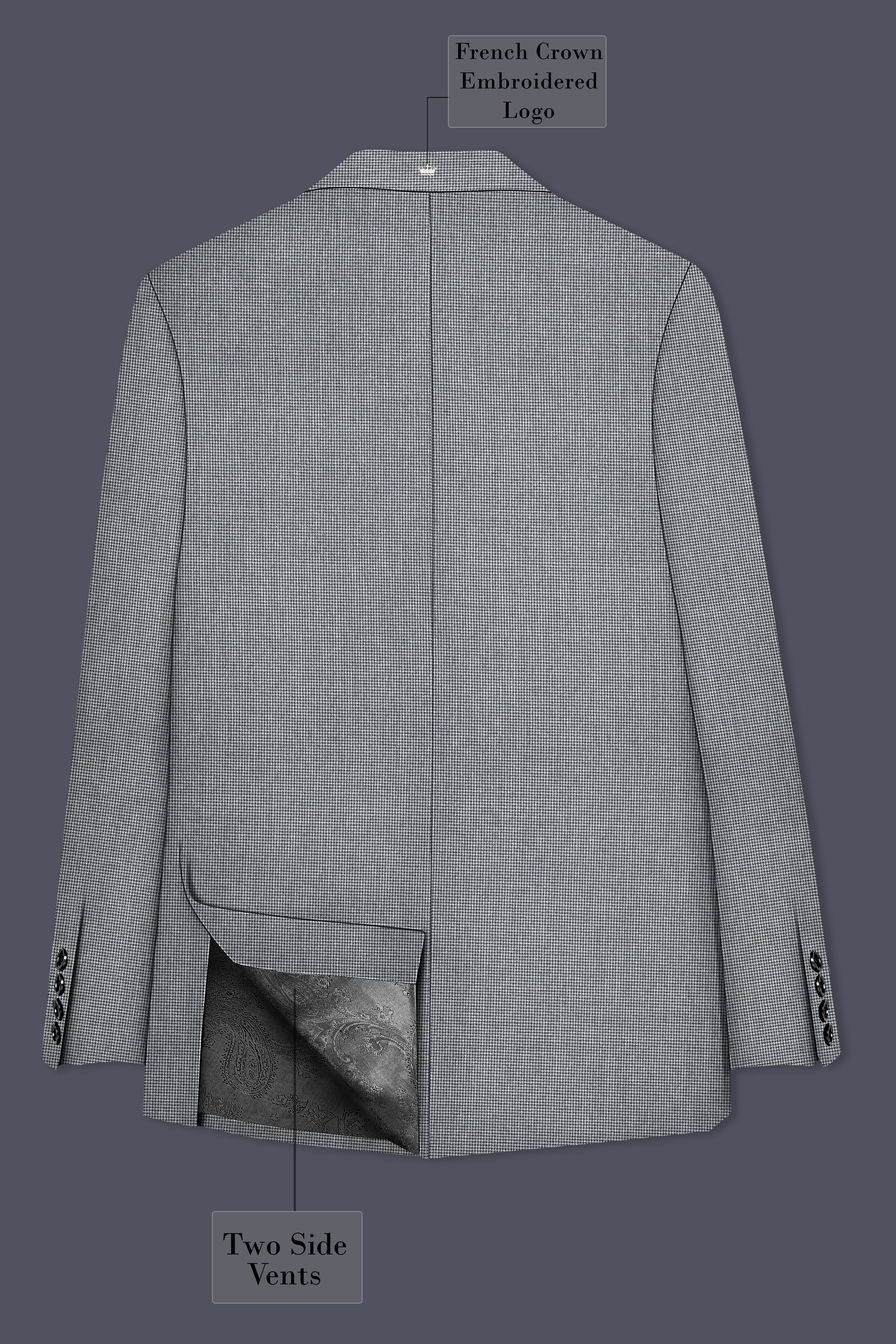 Mountain Mist Gray Houndstooth Wool Rich Double Breasted Suit
