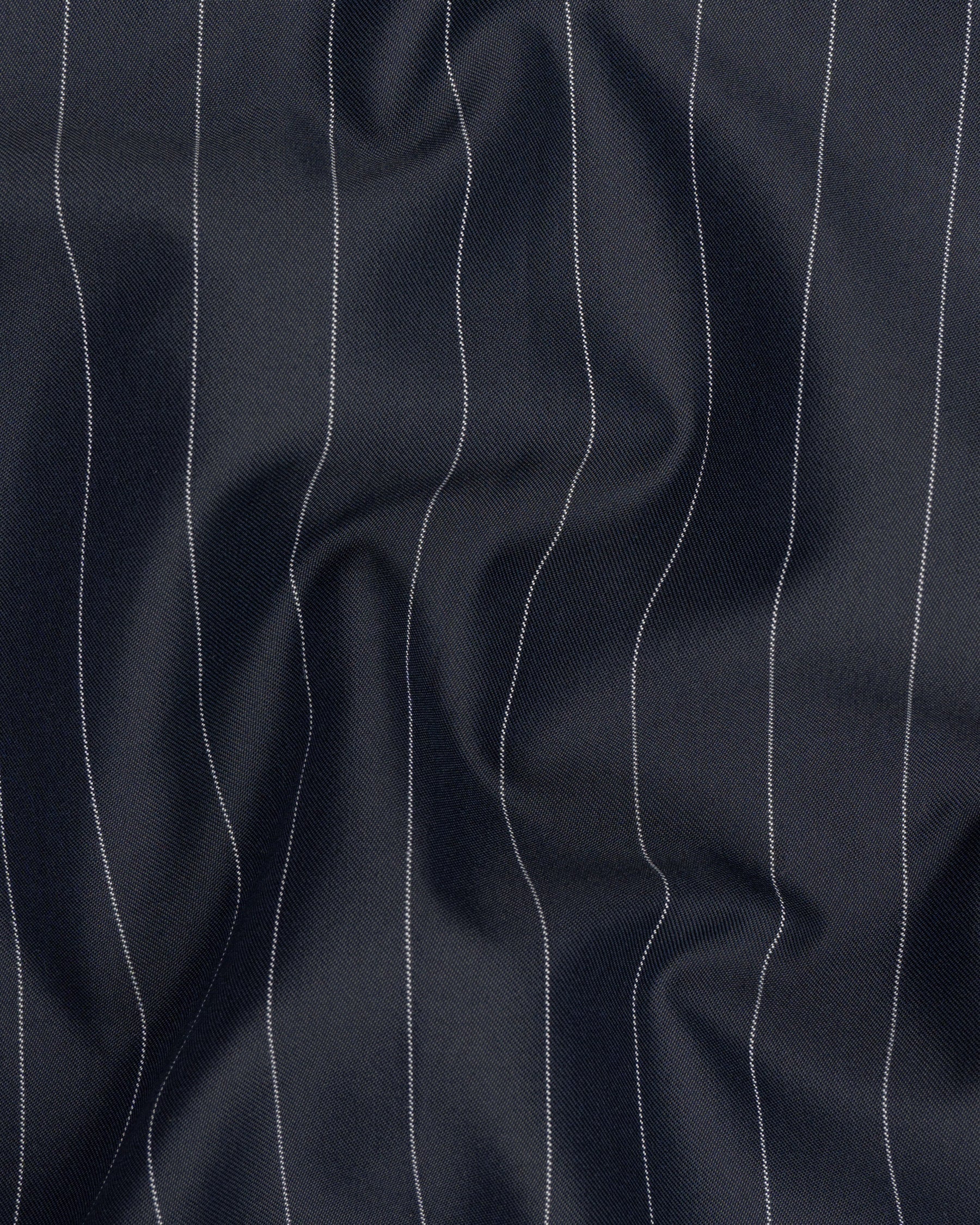 Charcoal Striped Cross Placket Wool Rich Bandhgala Suit