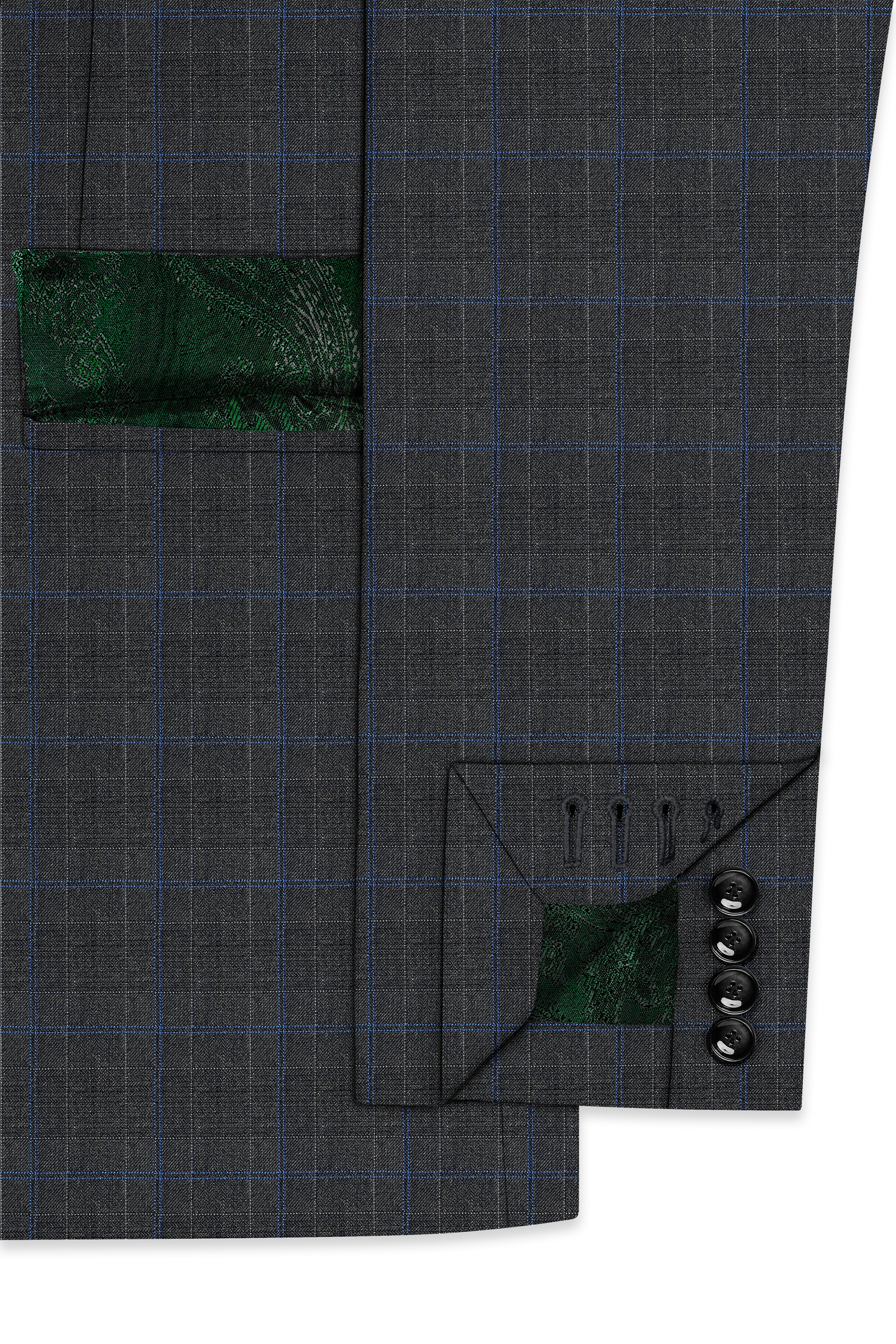 Cape Cod Gray Super fine Checkered Double Breasted Wool Rich Suit