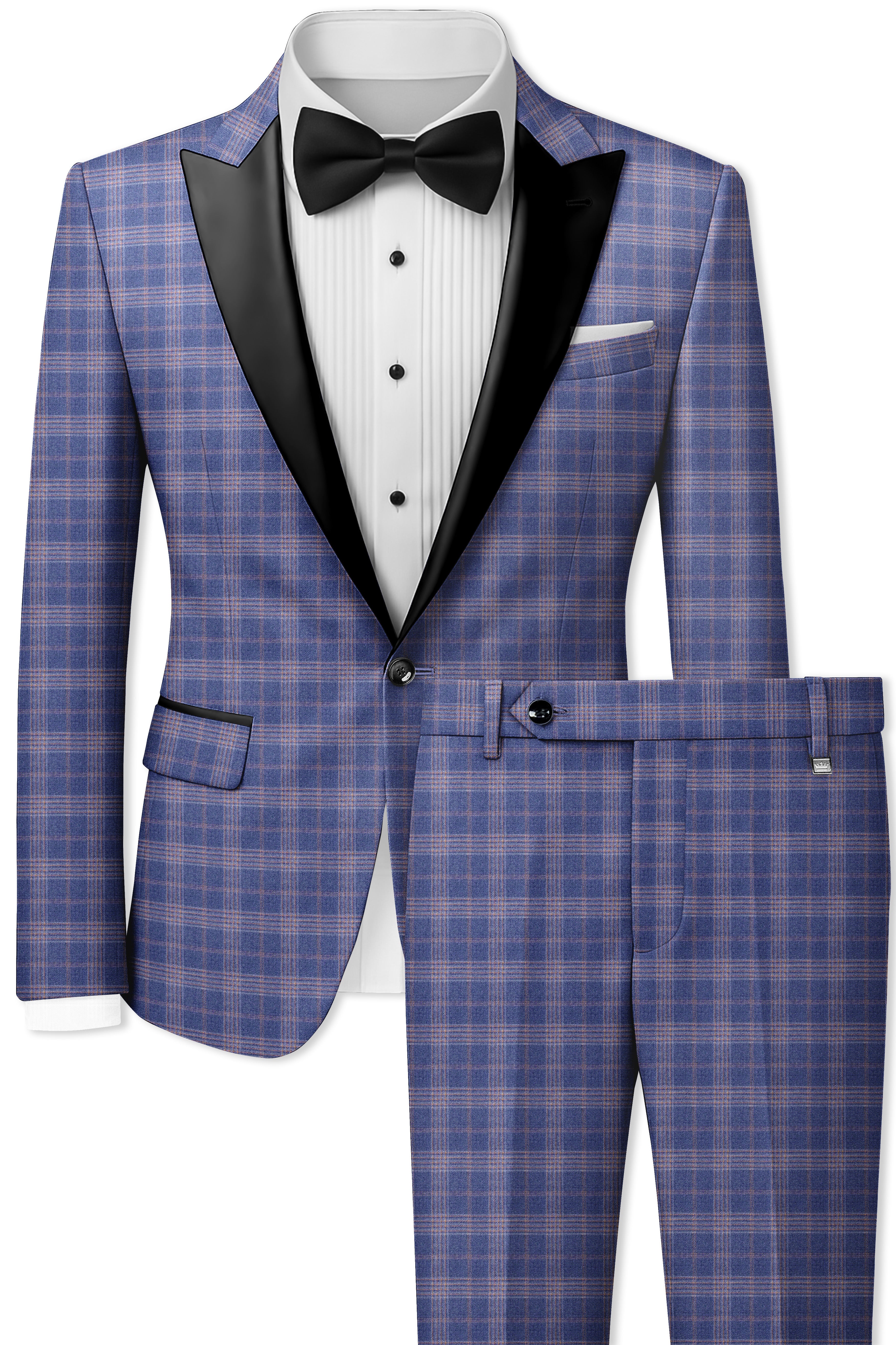 Trout Gray Super fine Checkered Wool Rich Tuxedo Suit