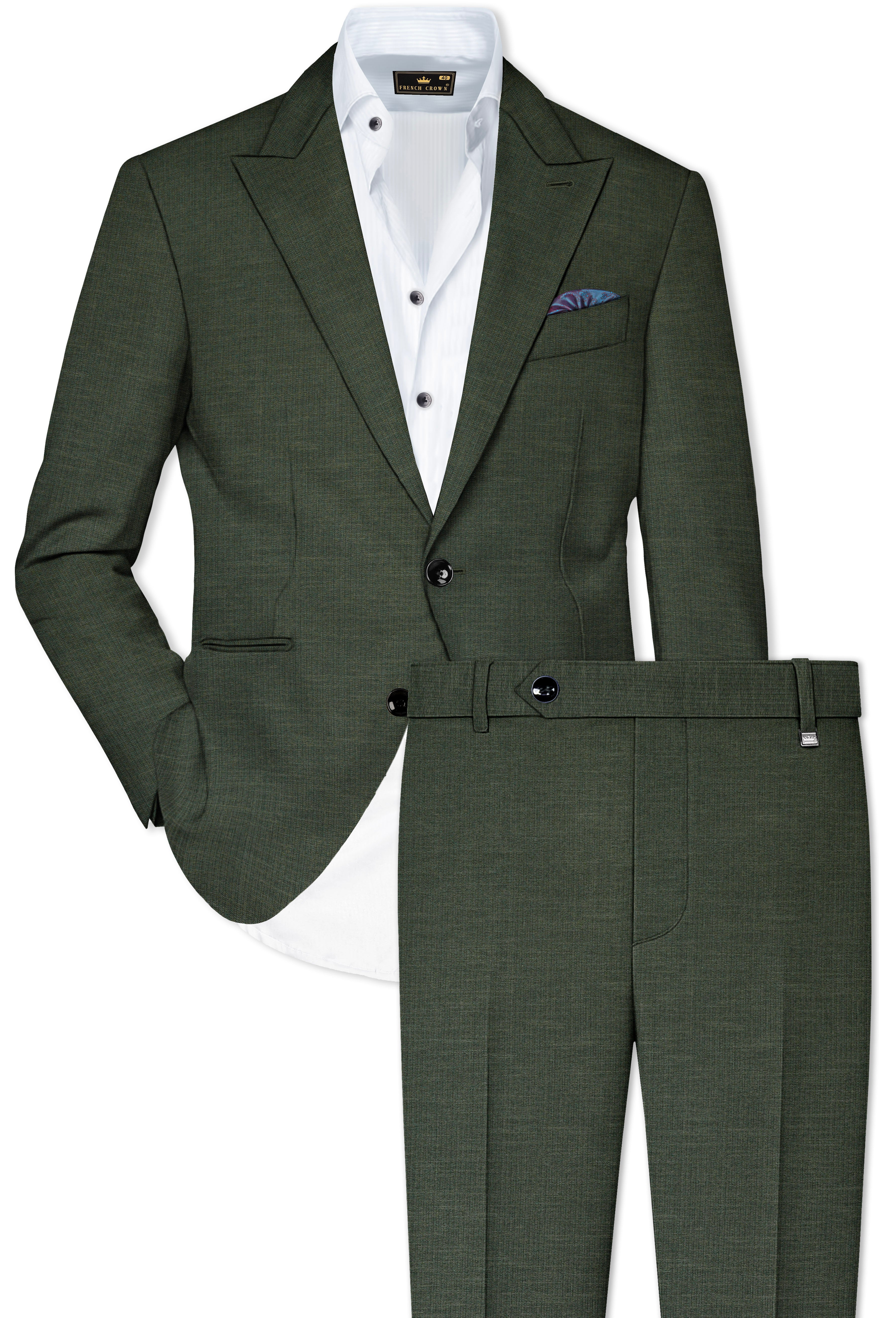 Armadillo Green Solid Premium Cotton Suit