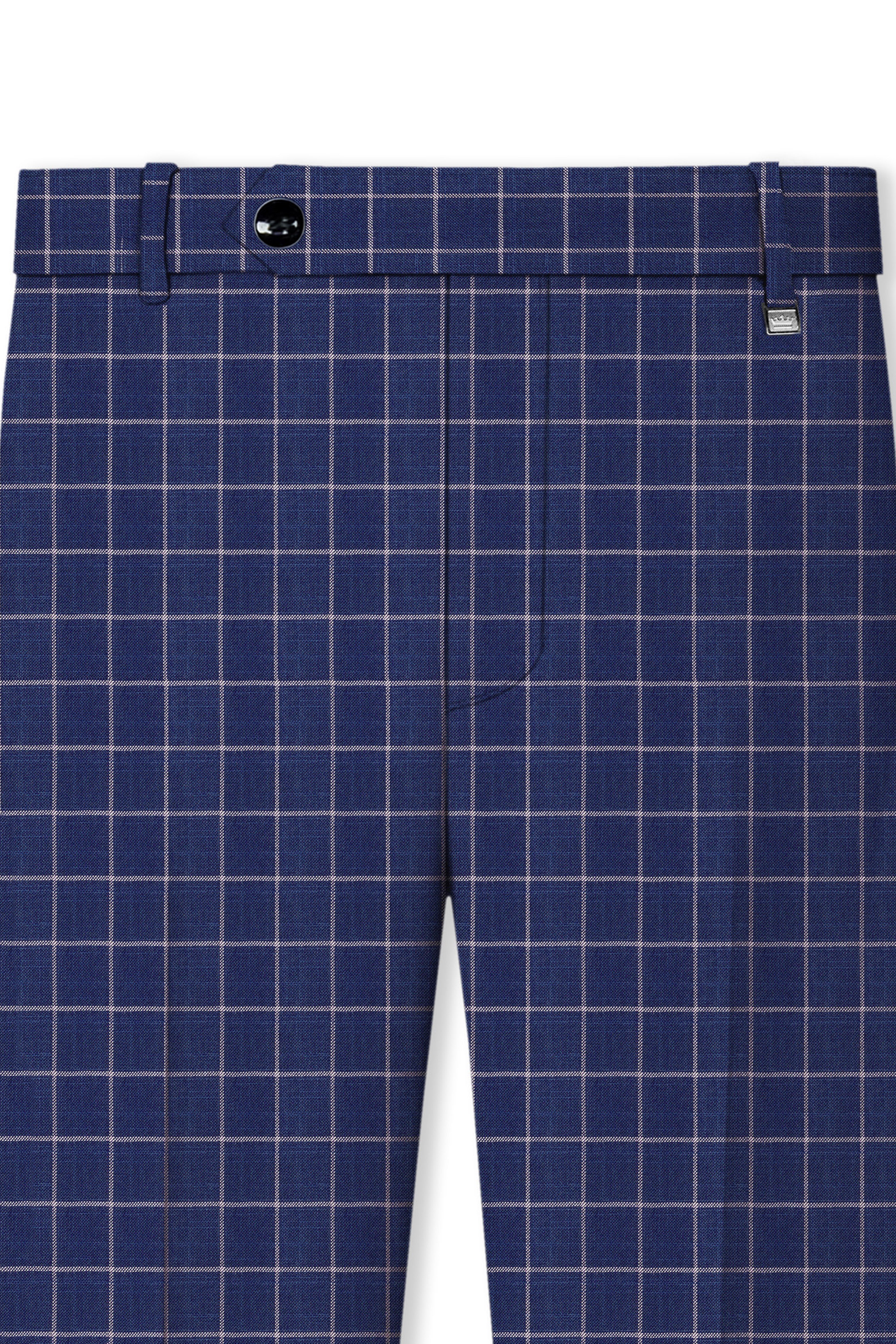 Rhino Blue Super fine Checkered Double Breasted Premium Cotton Suit
