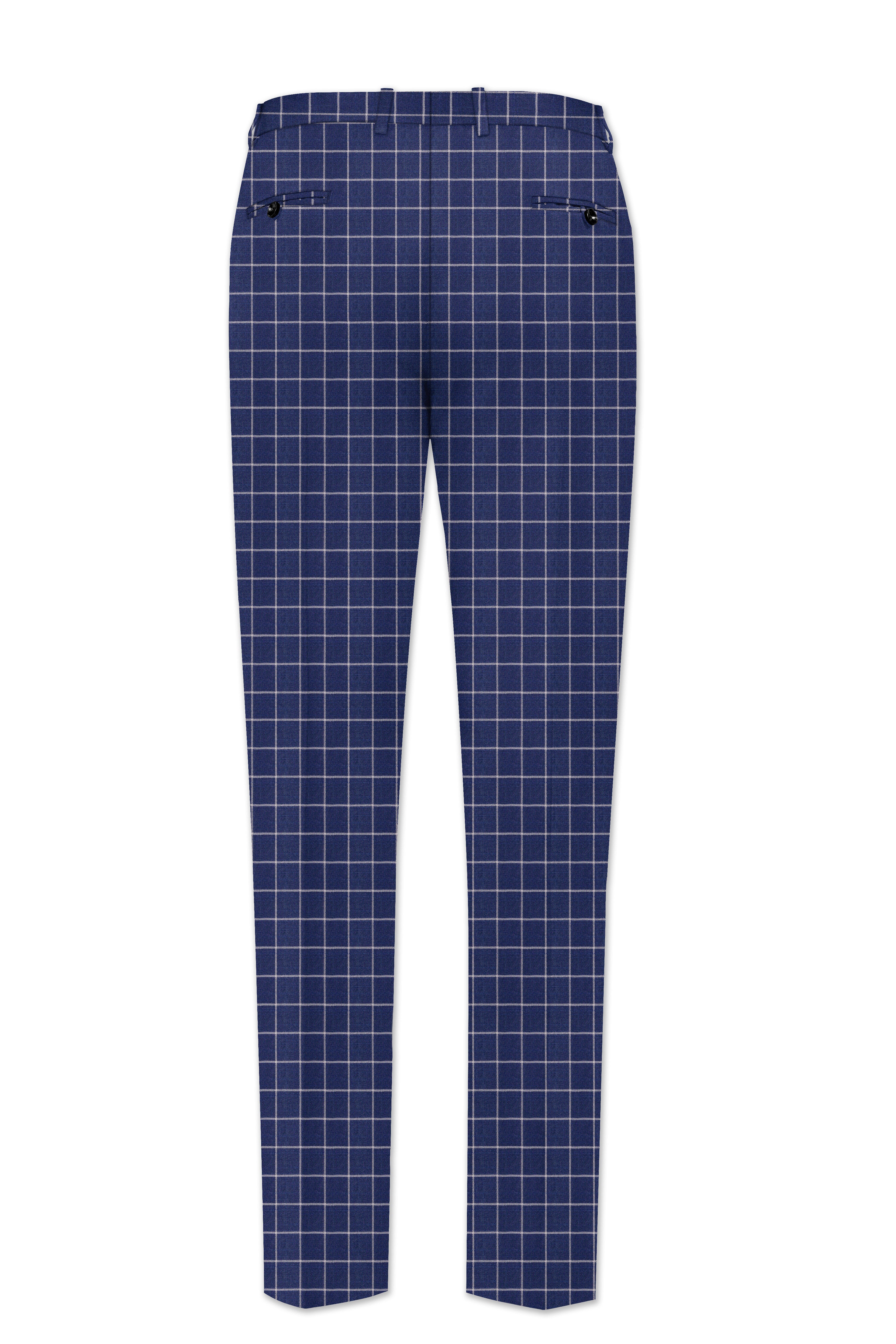 Rhino Blue Super fine Checkered Double Breasted Premium Cotton Suit