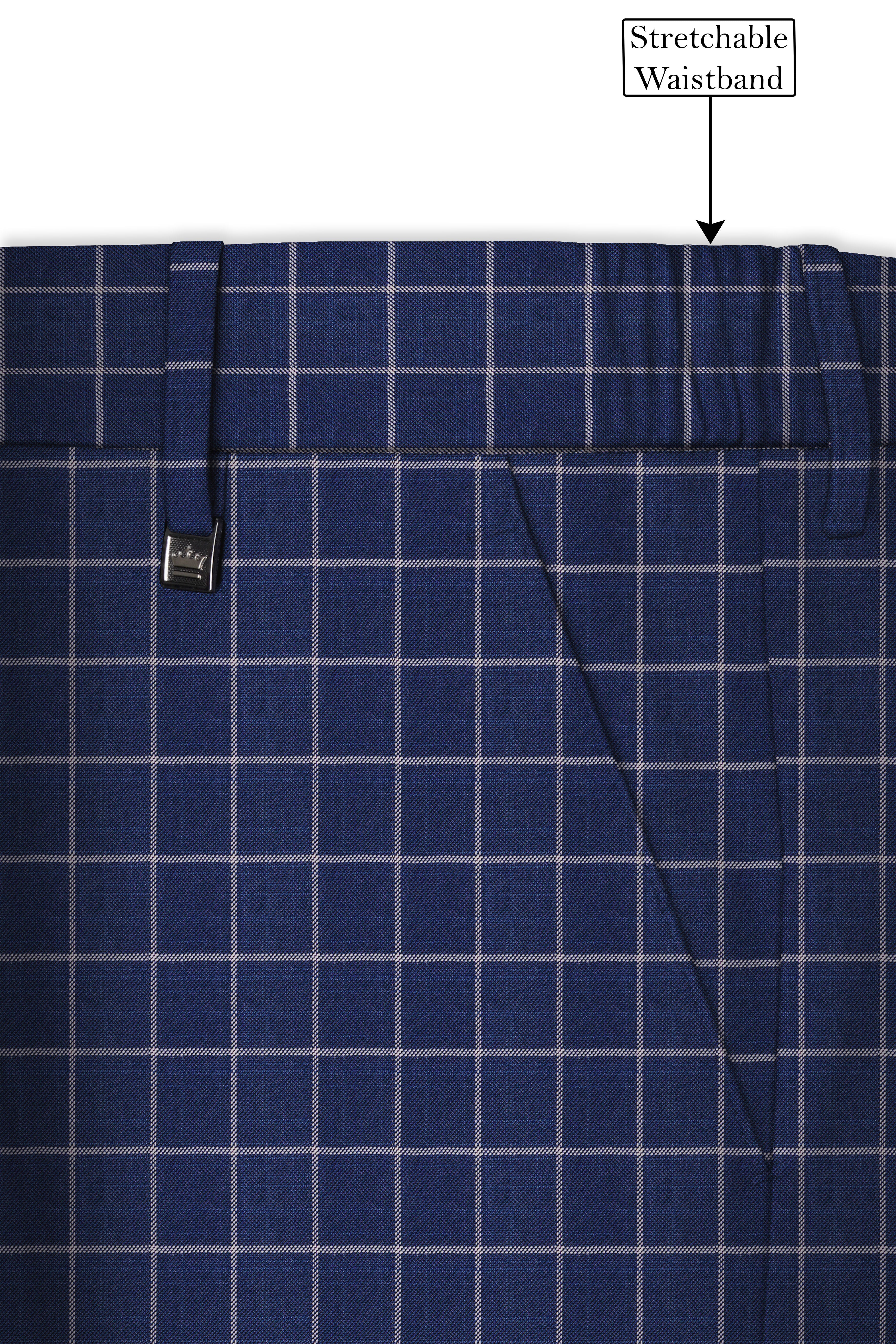 Rhino Blue Super fine Checkered Double Breasted Premium Cotton Suit