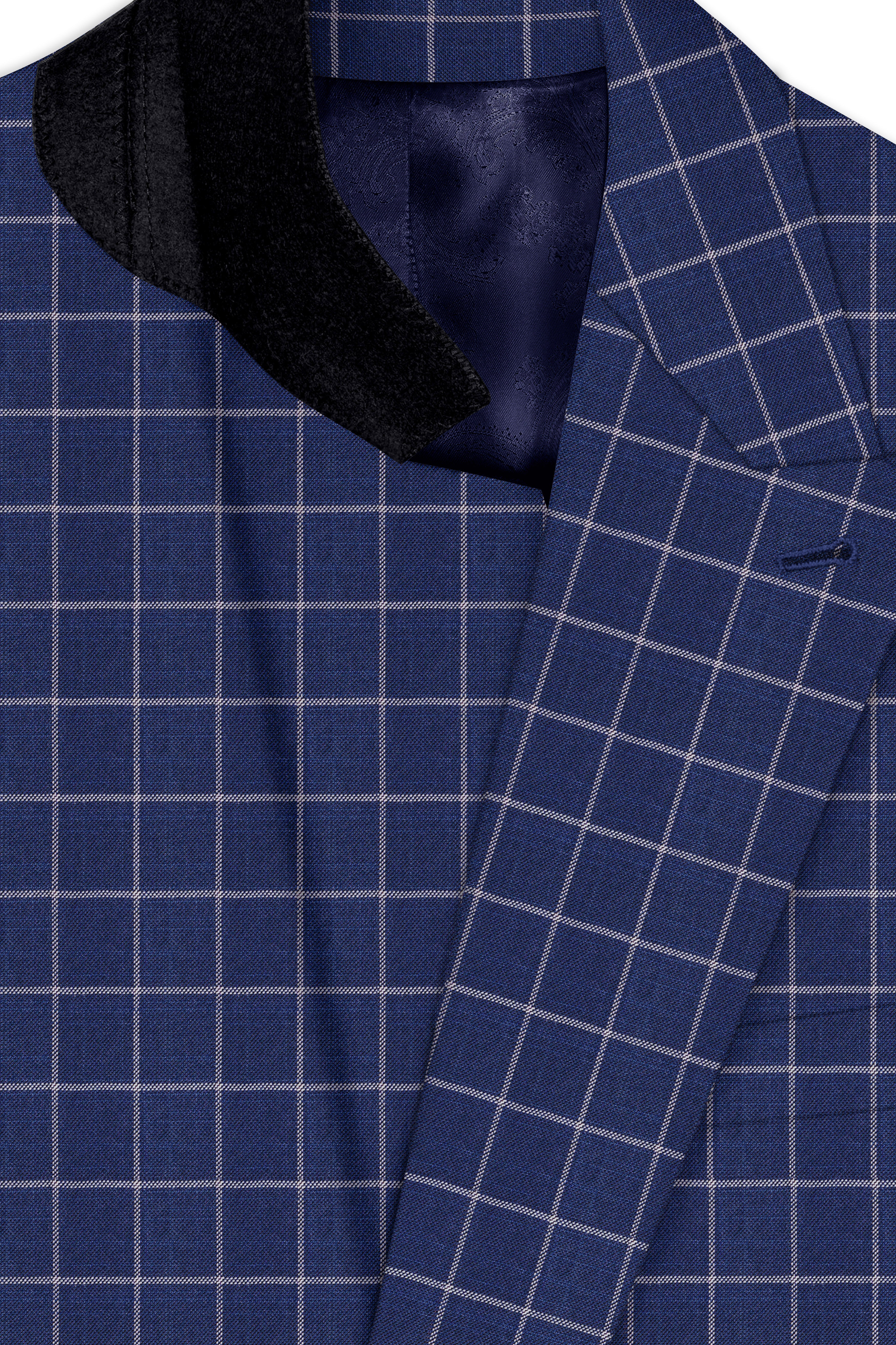 Rhino Blue Super fine Checkered Double Breasted Premium Cotton Suit