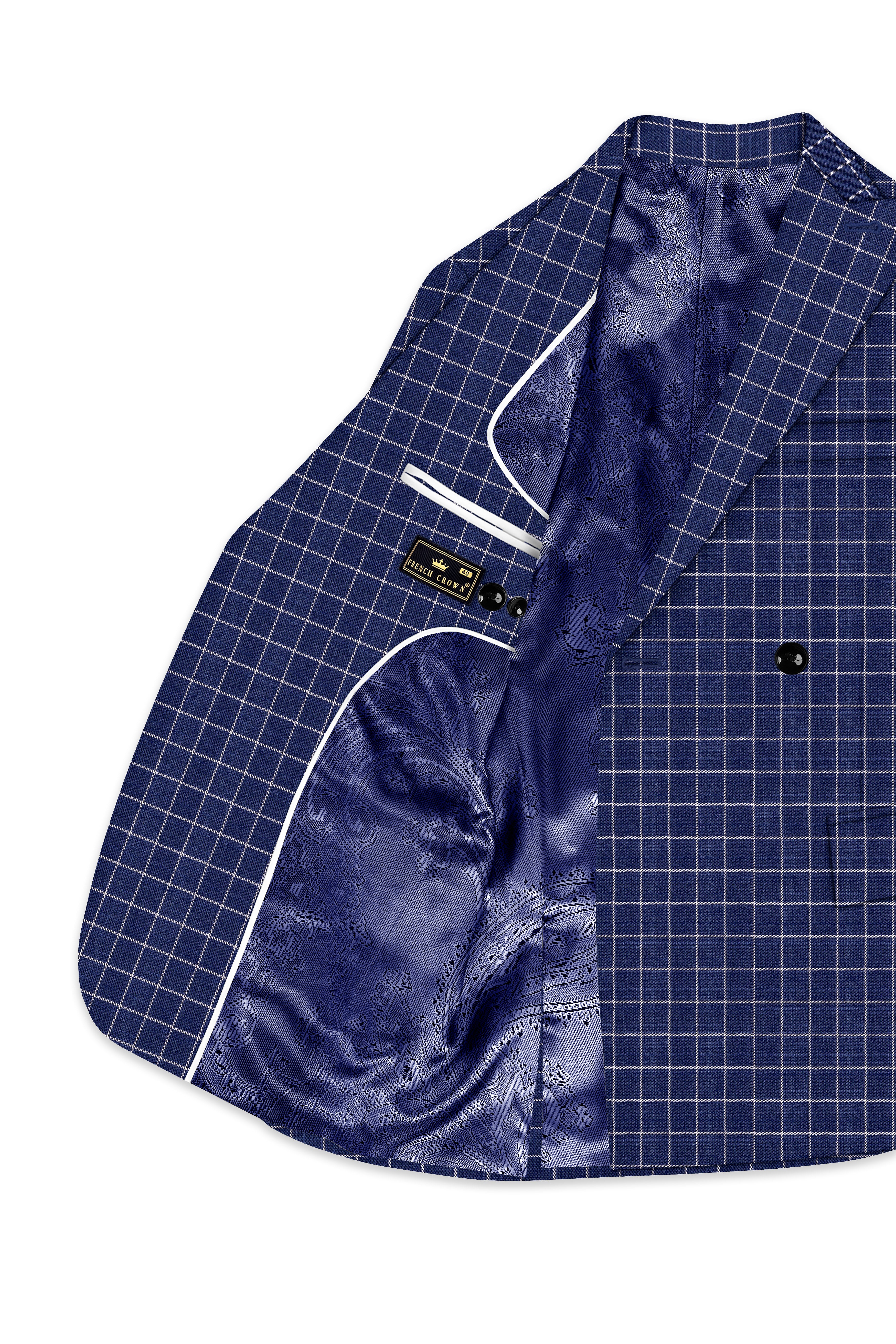 Rhino Blue Super fine Checkered Double Breasted Premium Cotton Suit
