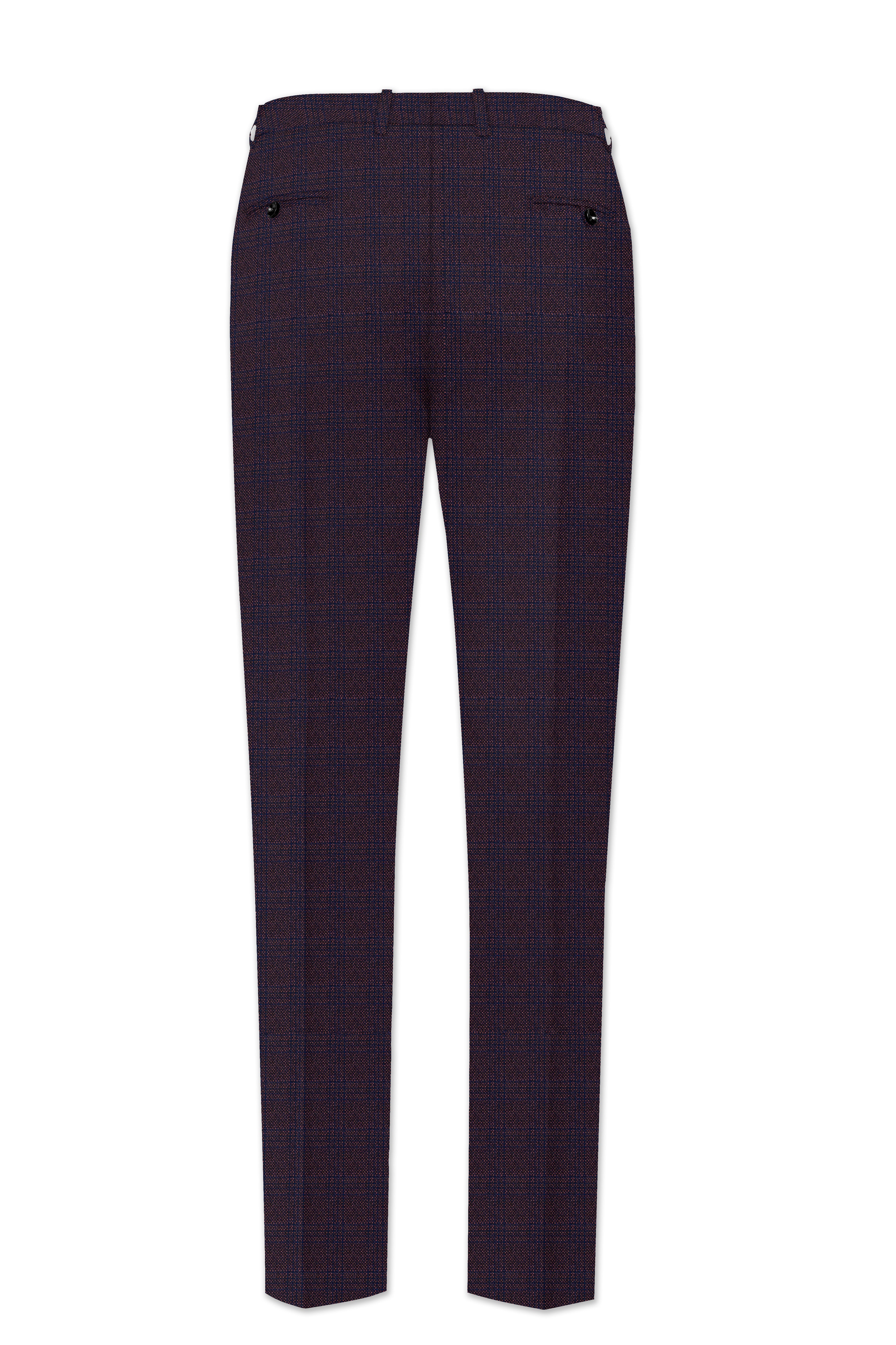 Thunder Brown Subtle Checkered Woolrich Cross Placket Bandhgala Suit