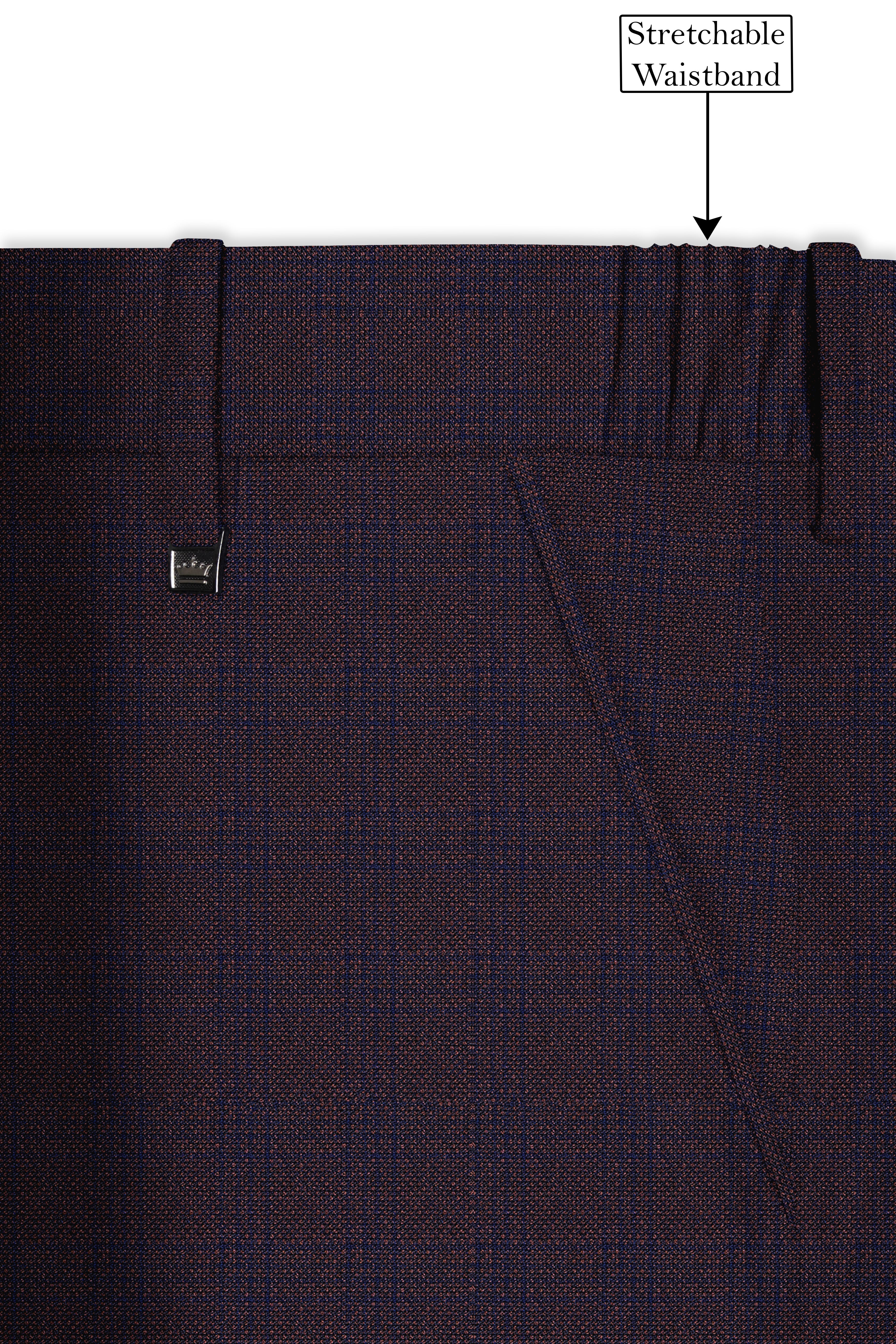 Thunder Brown Subtle Checkered Woolrich Cross Placket Bandhgala Suit