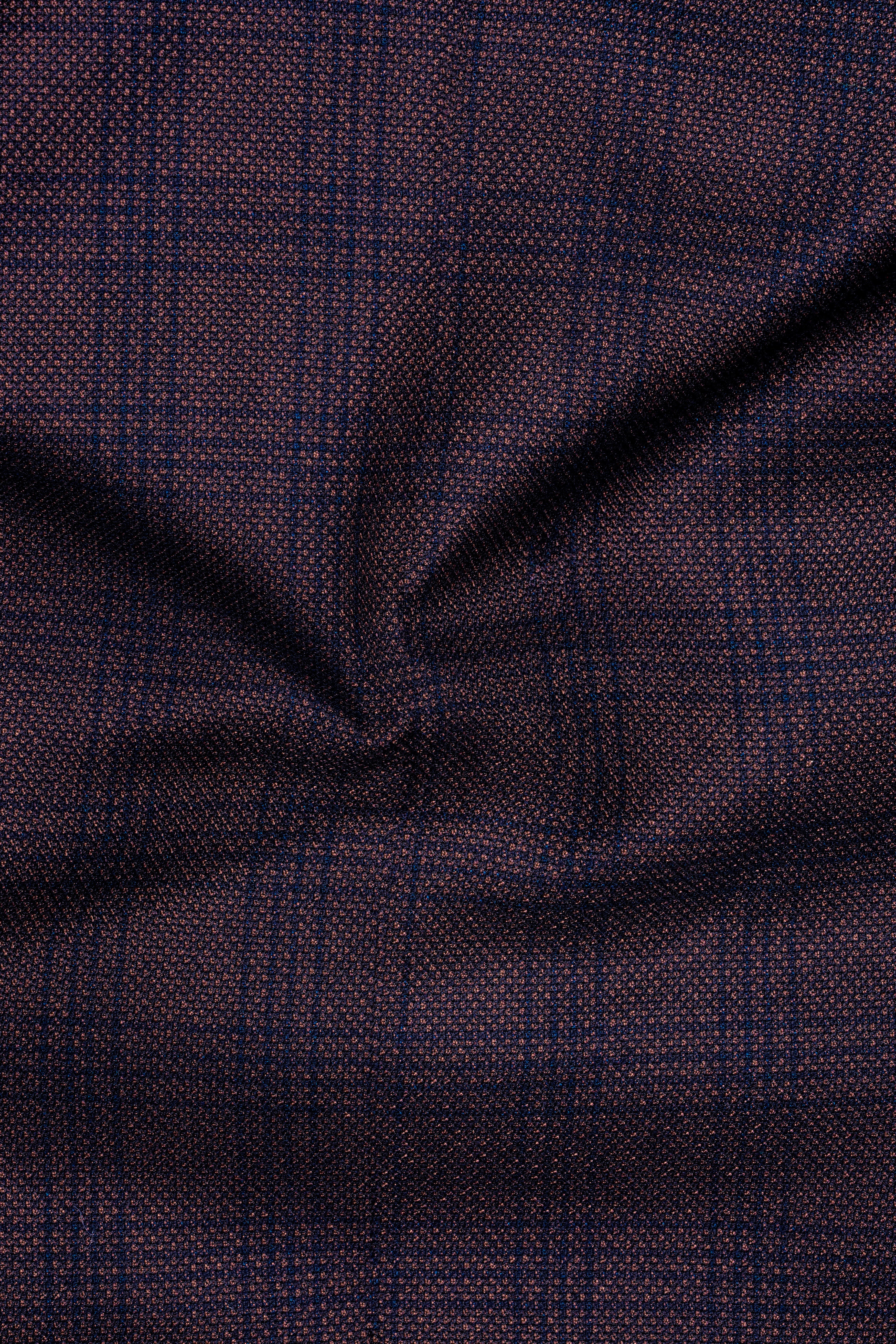 Thunder Brown Subtle Checkered Woolrich Cross Placket Bandhgala Suit