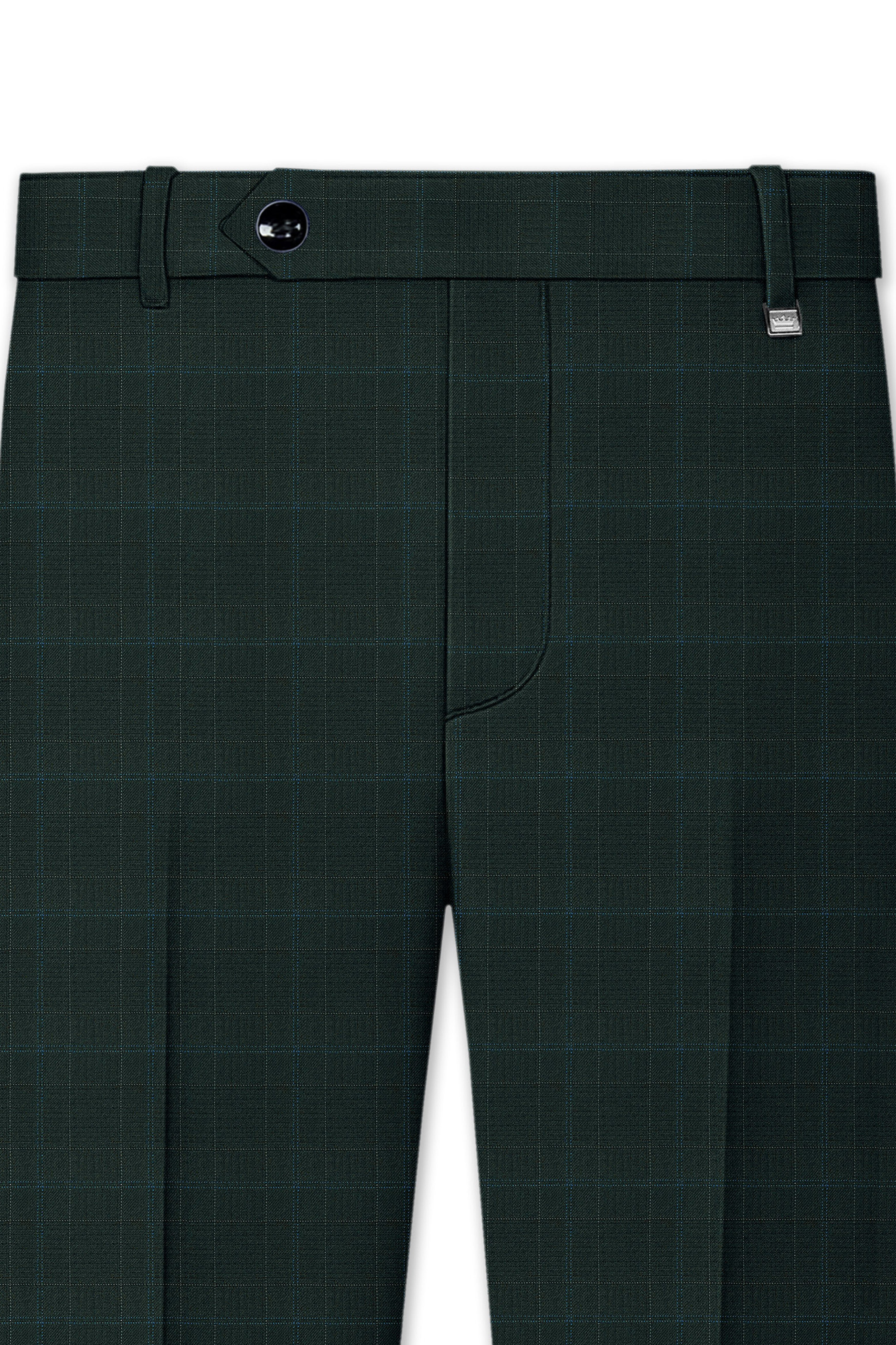 Dune Green Super fine Plaid Woolrich Cross Placket Bandhgala Suit