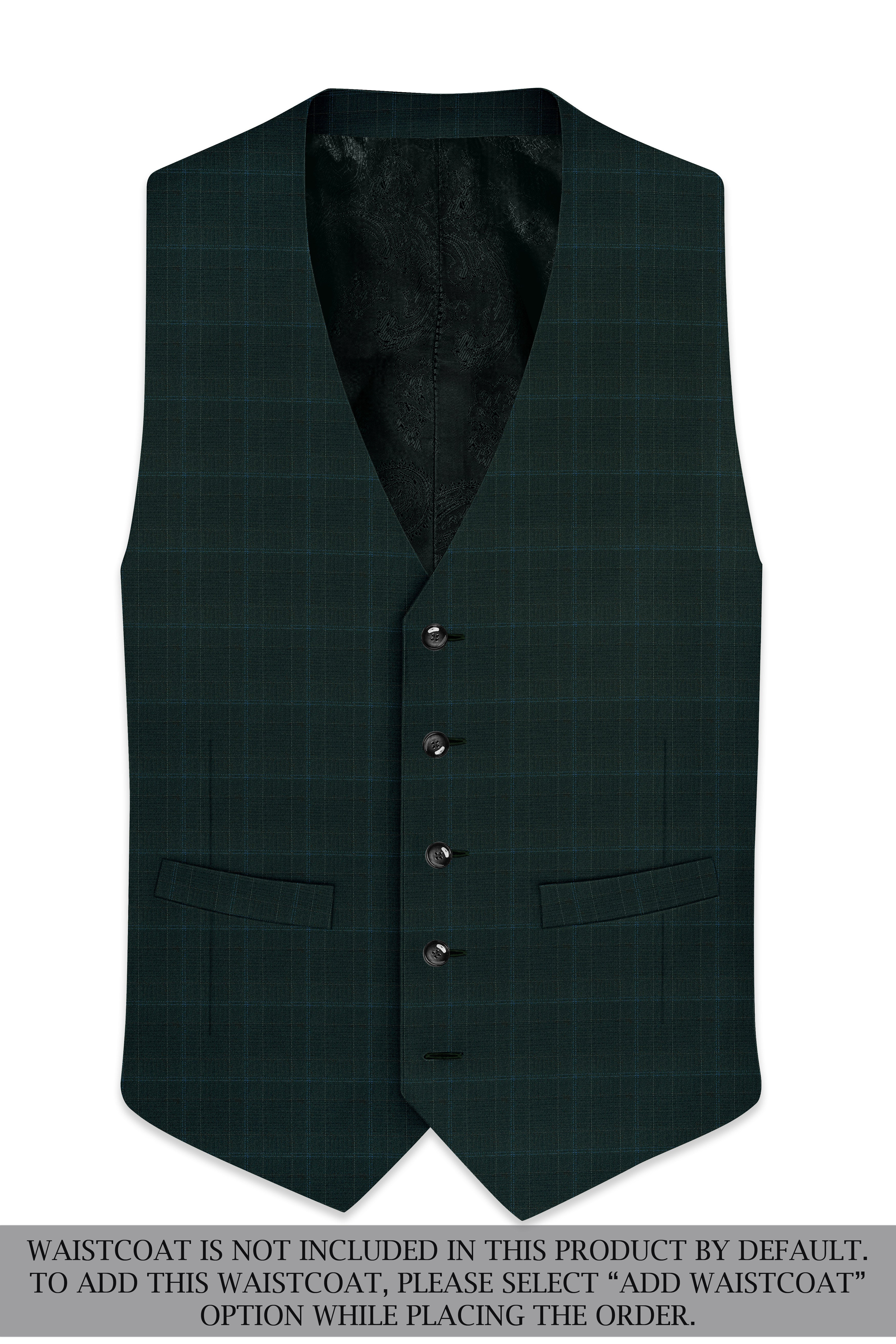 Dune Green Super fine Plaid Woolrich Cross Placket Bandhgala Suit
