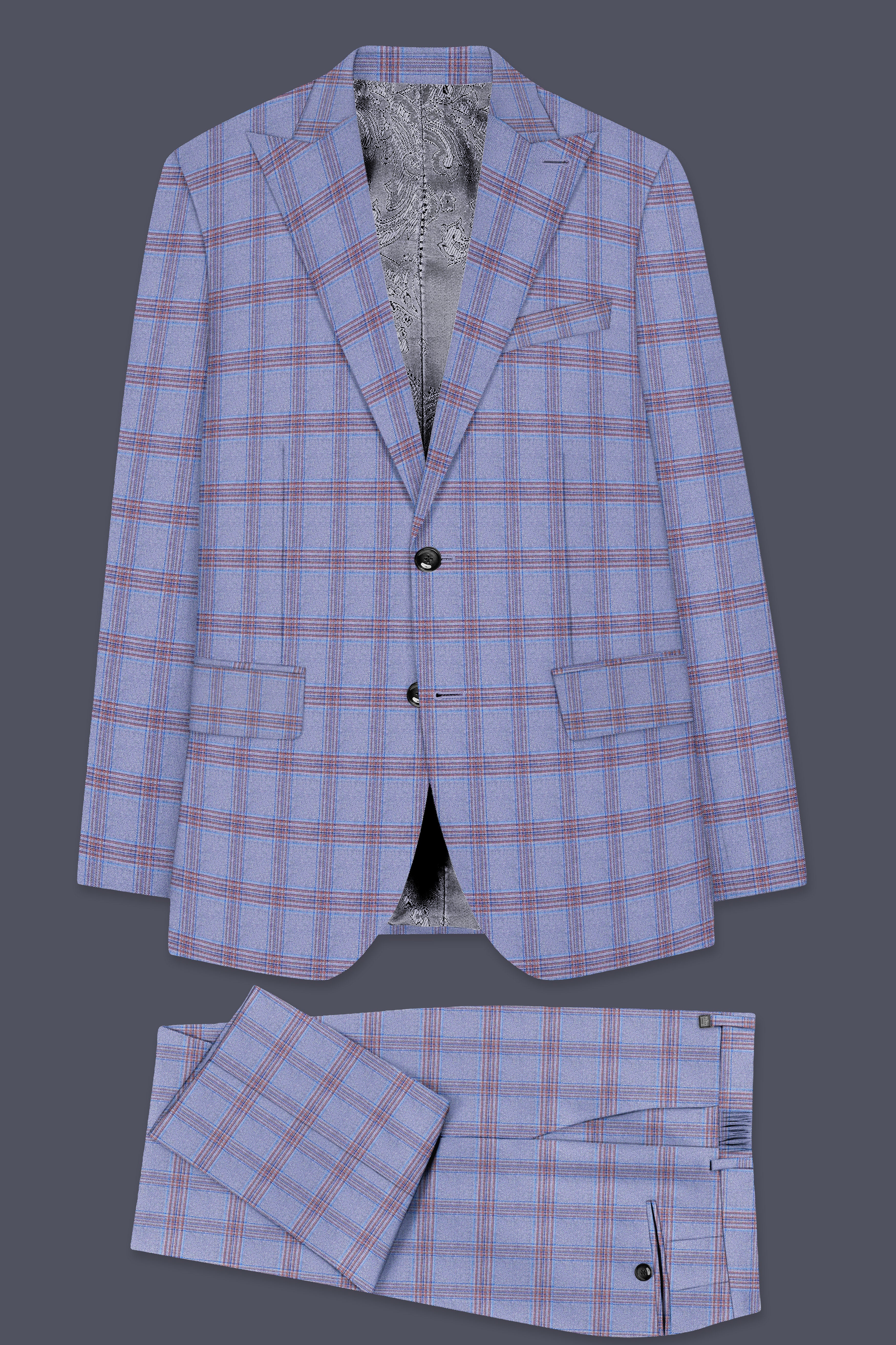 Manatee Grey Super fine Plaid Premium Cotton Suit