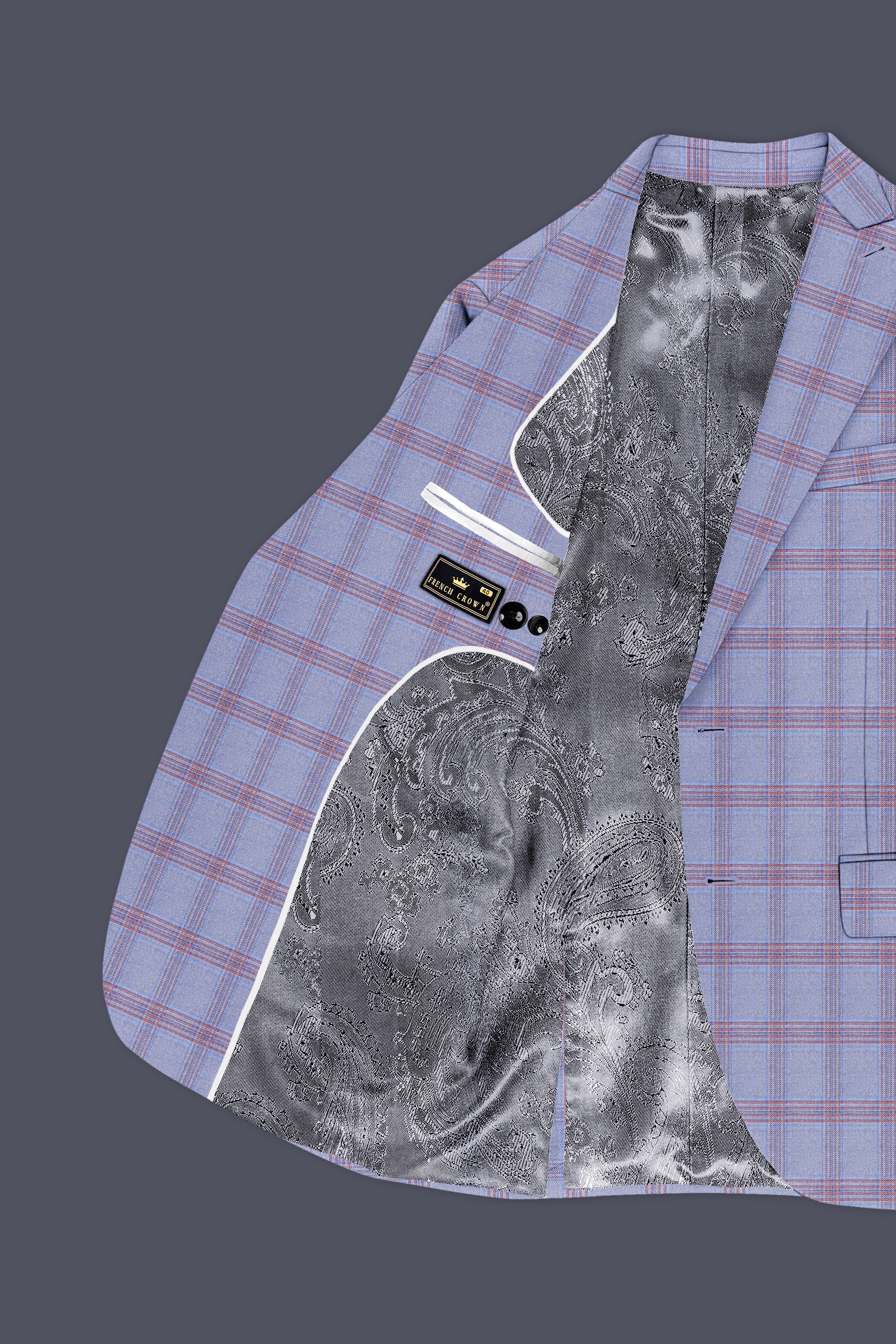 Manatee Grey Super fine Plaid Premium Cotton Suit