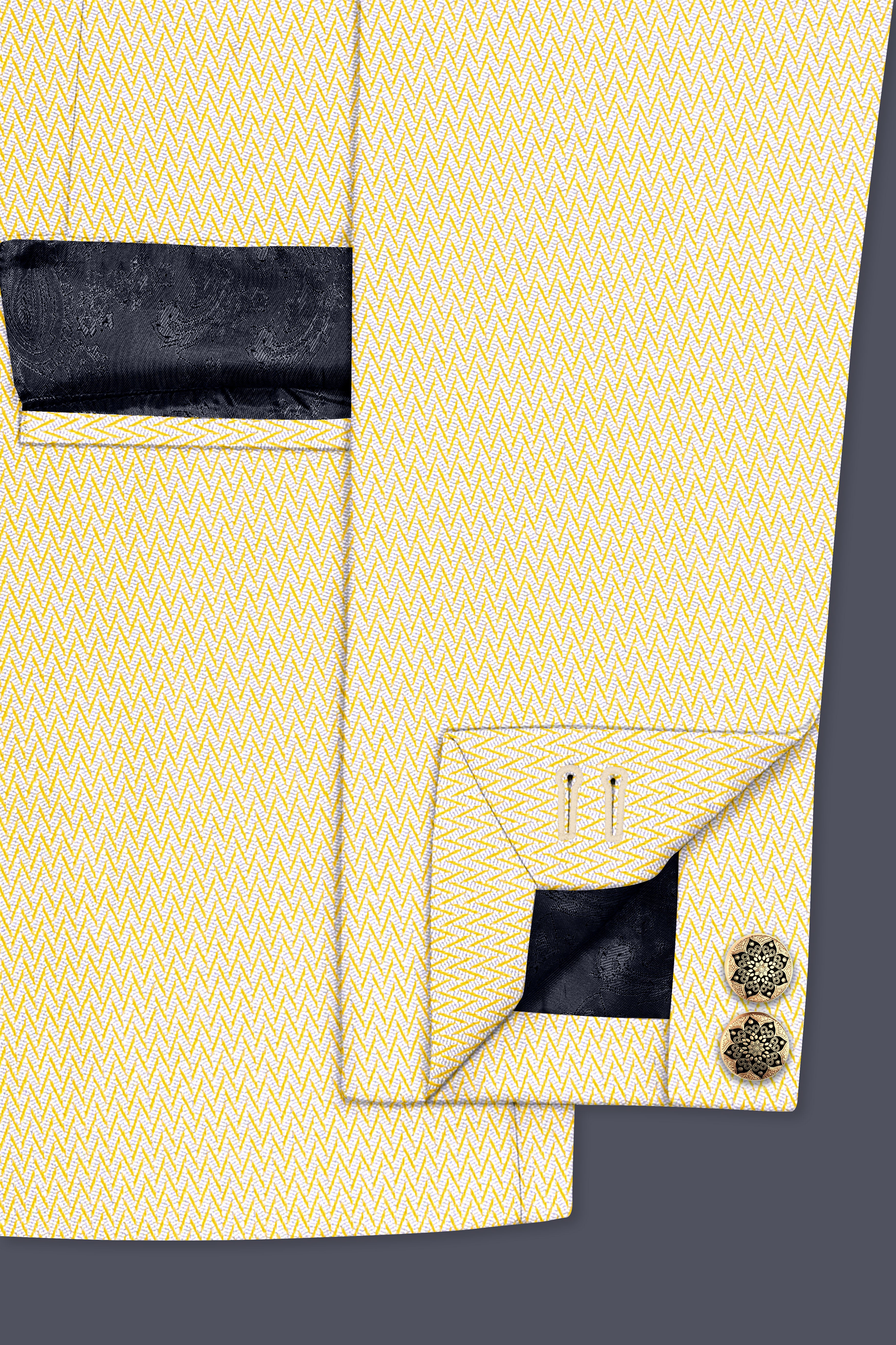 Cashmere Chevron Textured Cross Placket Bandhgala Designer Suit