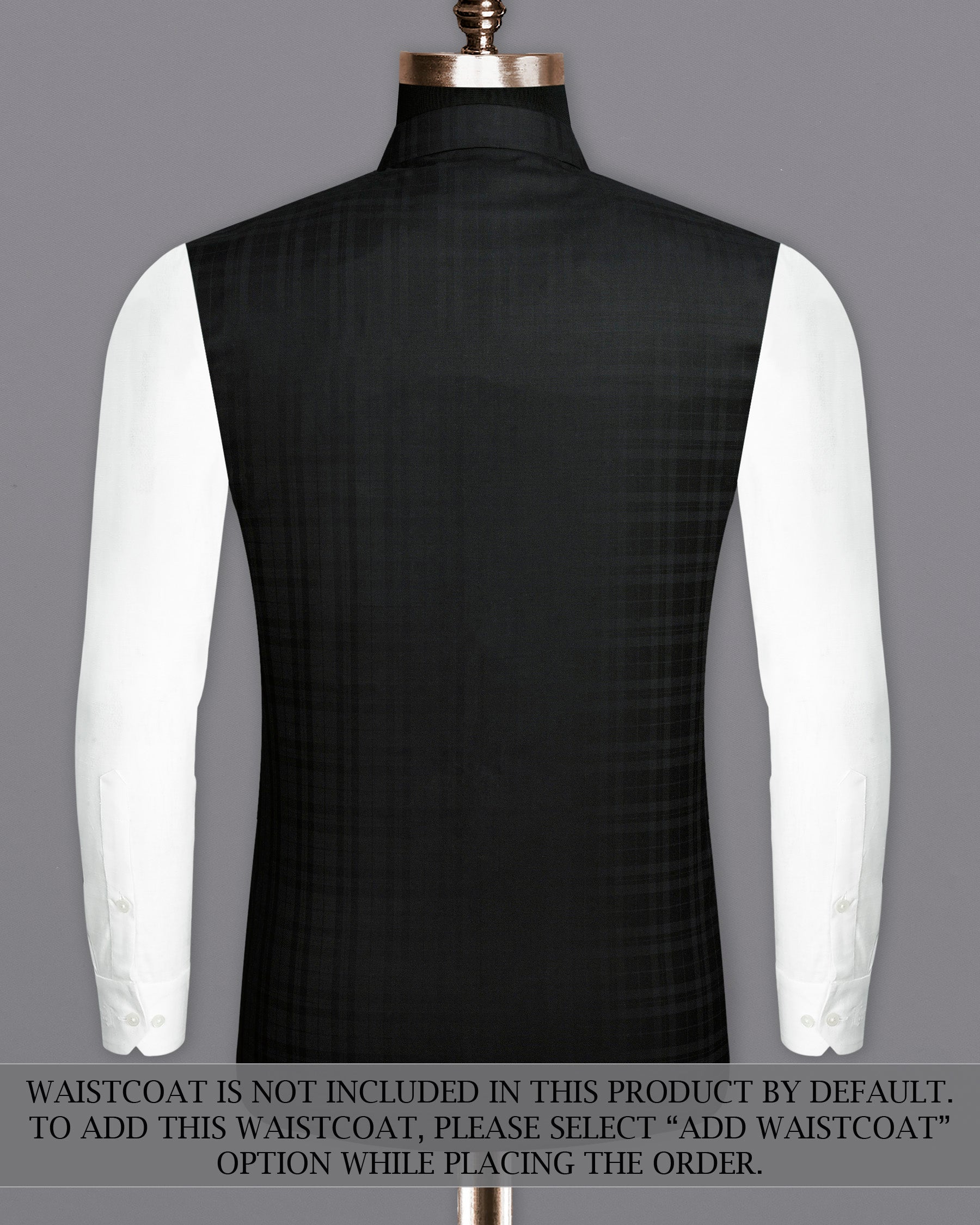 Jade Black Subtle Plaid Bandhgala Suit
