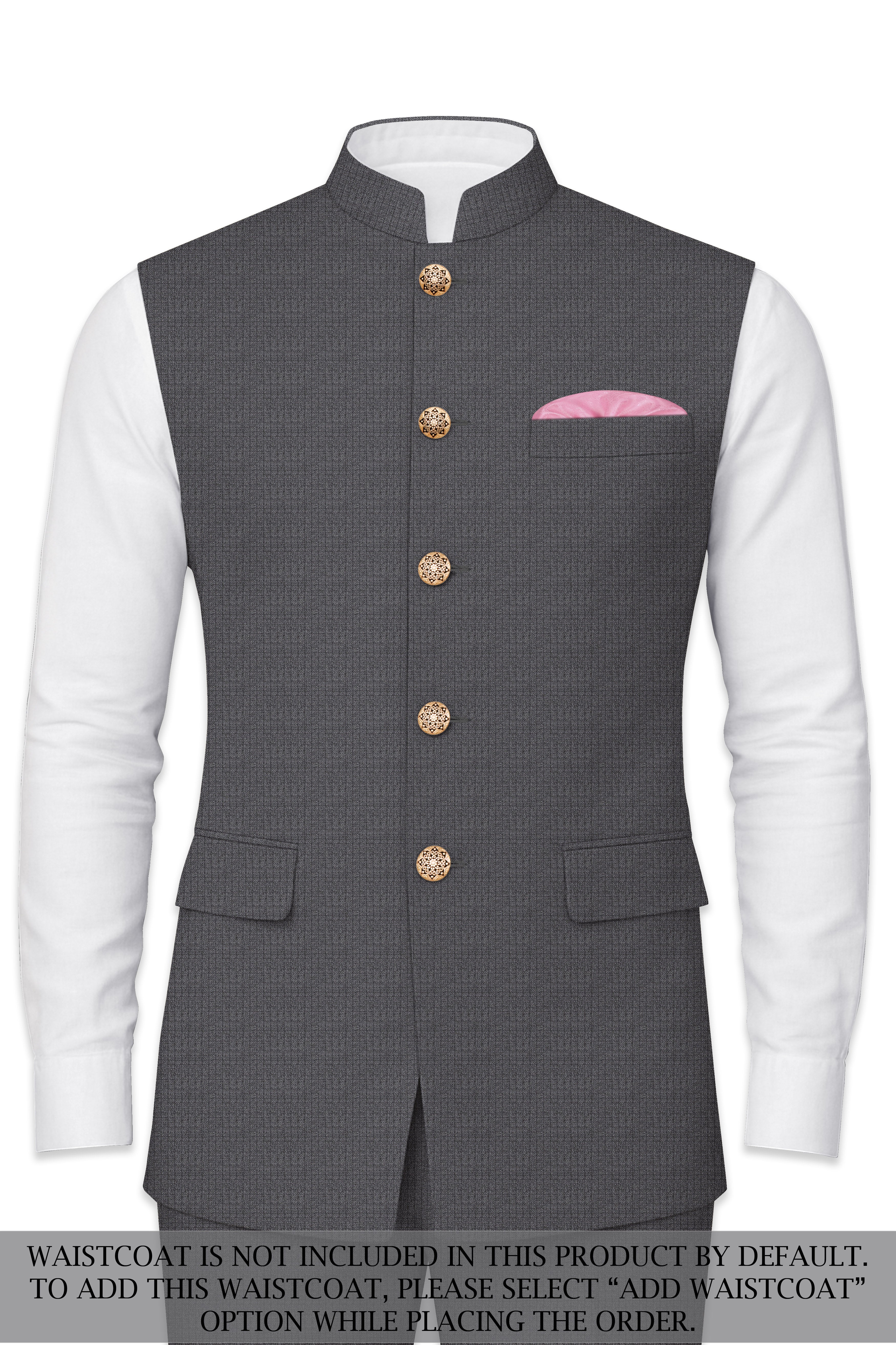Vampire Gray Cross Placket Bandhgala Suit