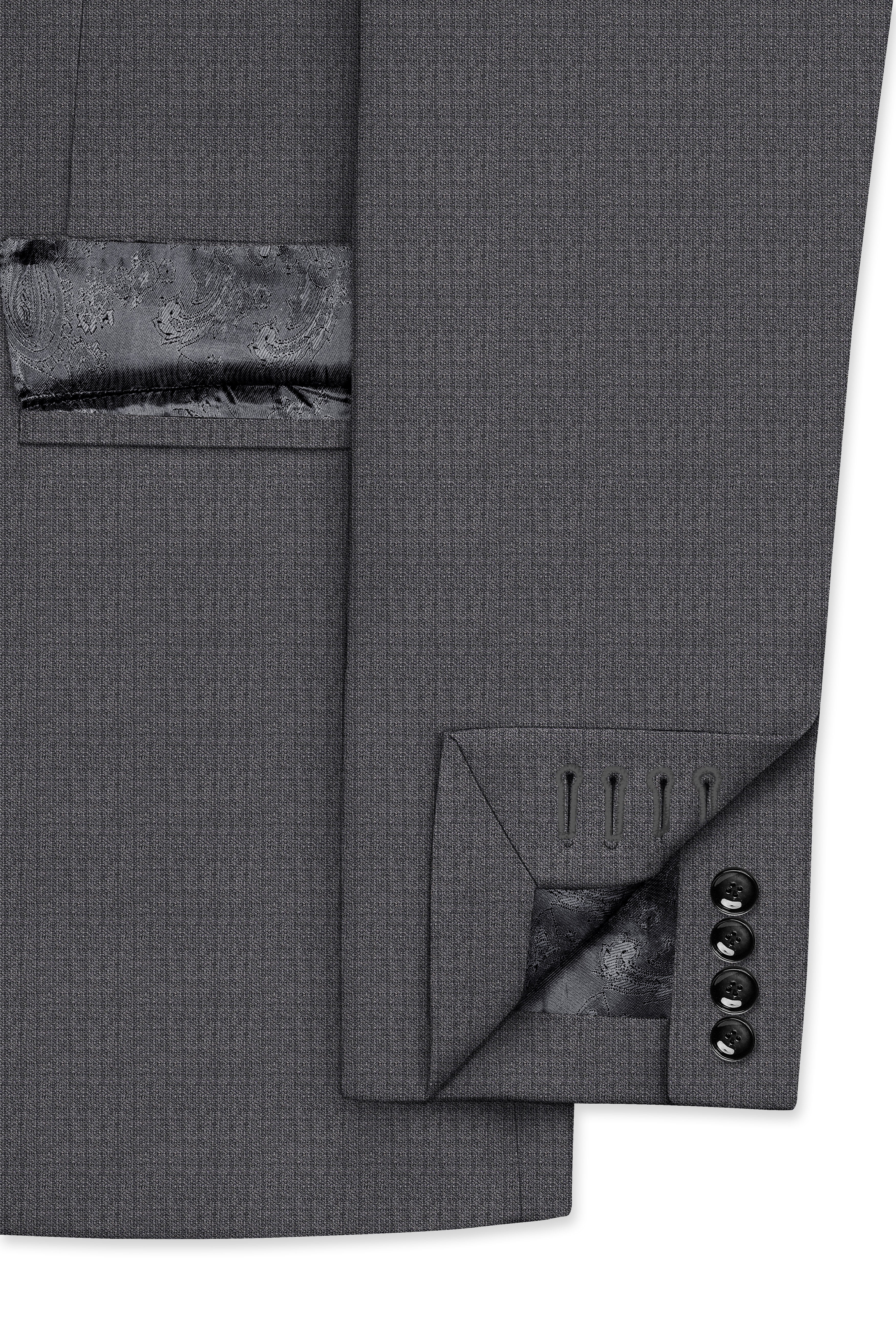 Vampire Gray Cross Placket Bandhgala Suit