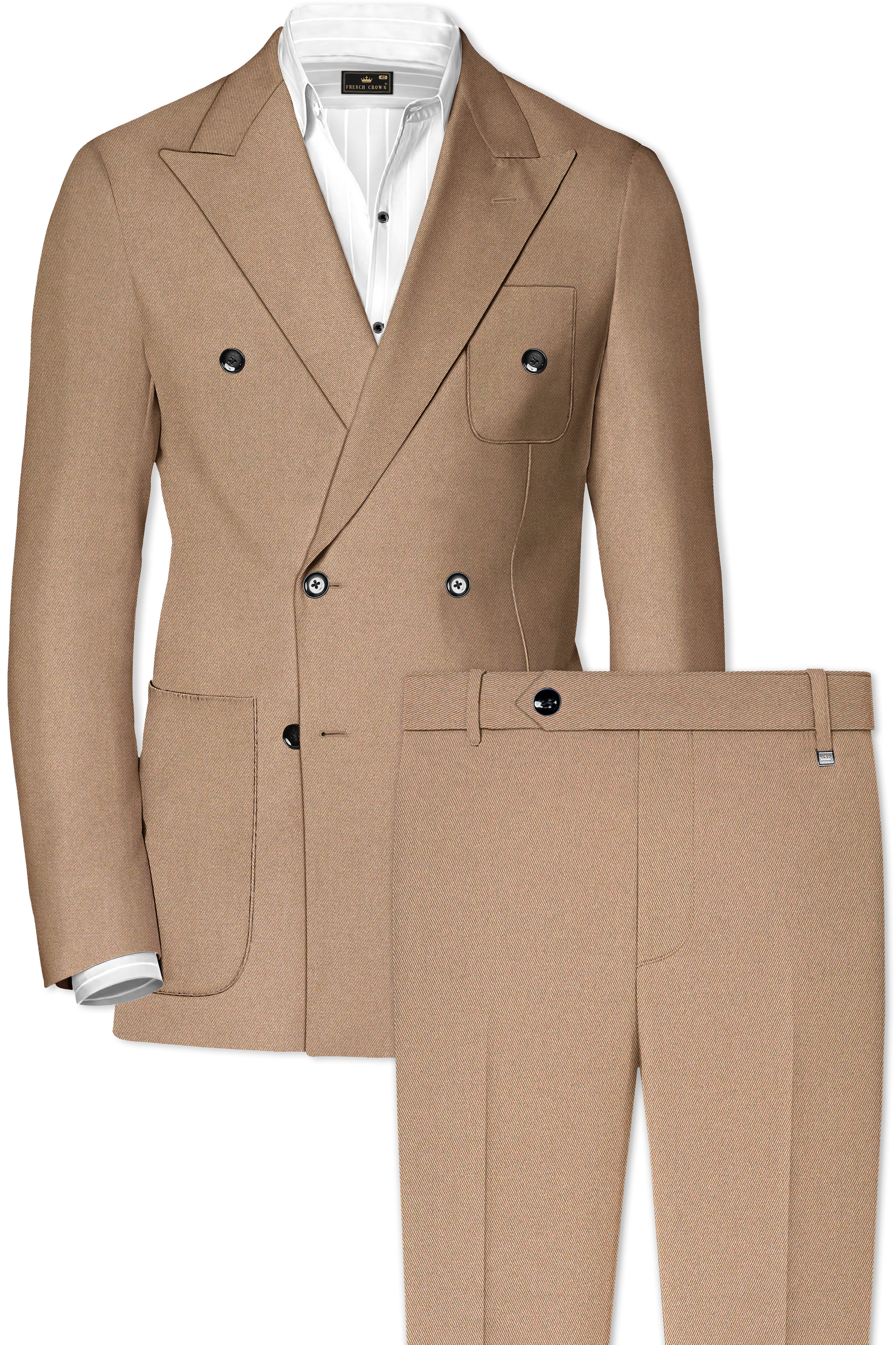 Dark Chestnut Brown Double Breasted Sports Premium Cotton Suit
