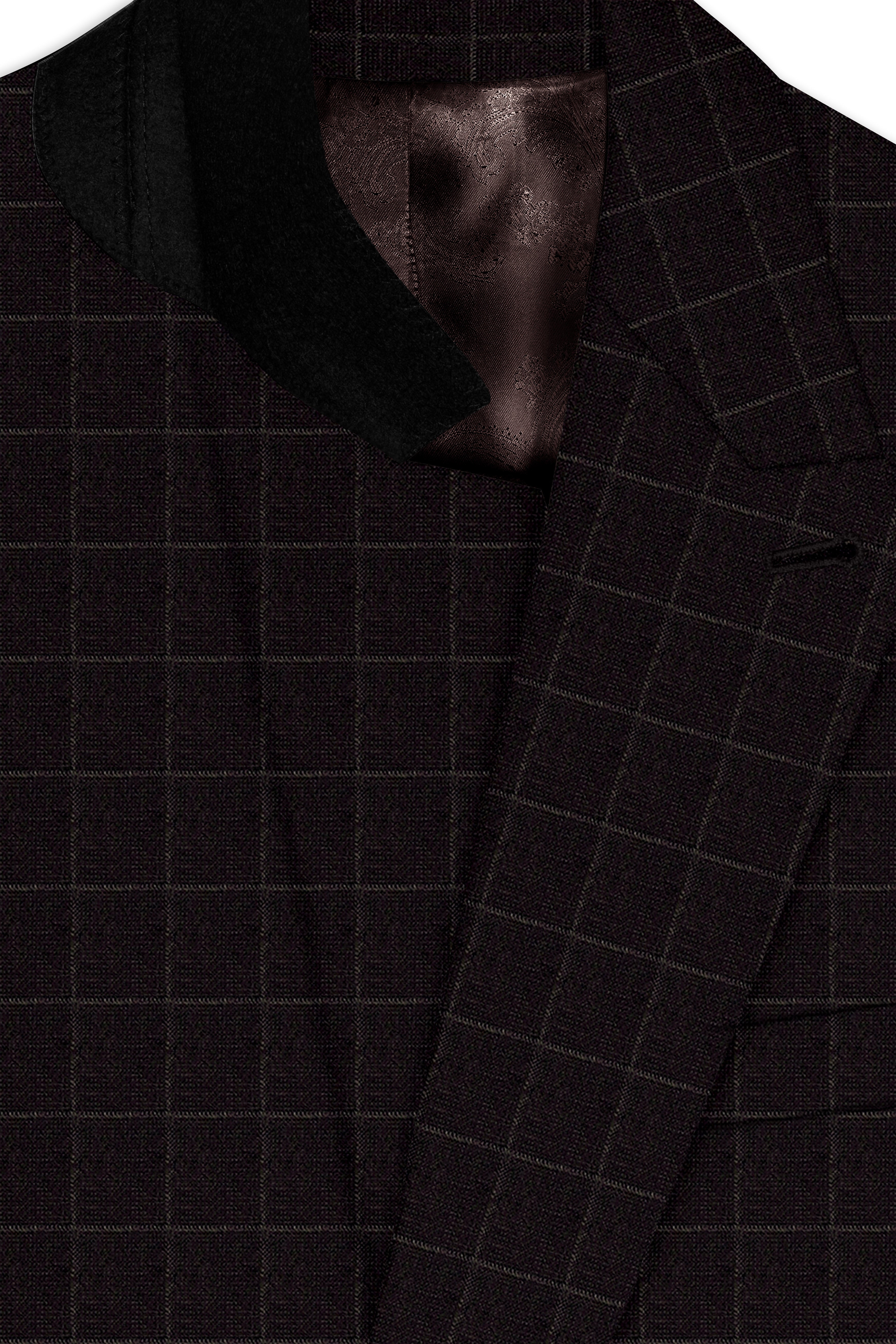Thunder Brown windowpane Double Breasted Suit