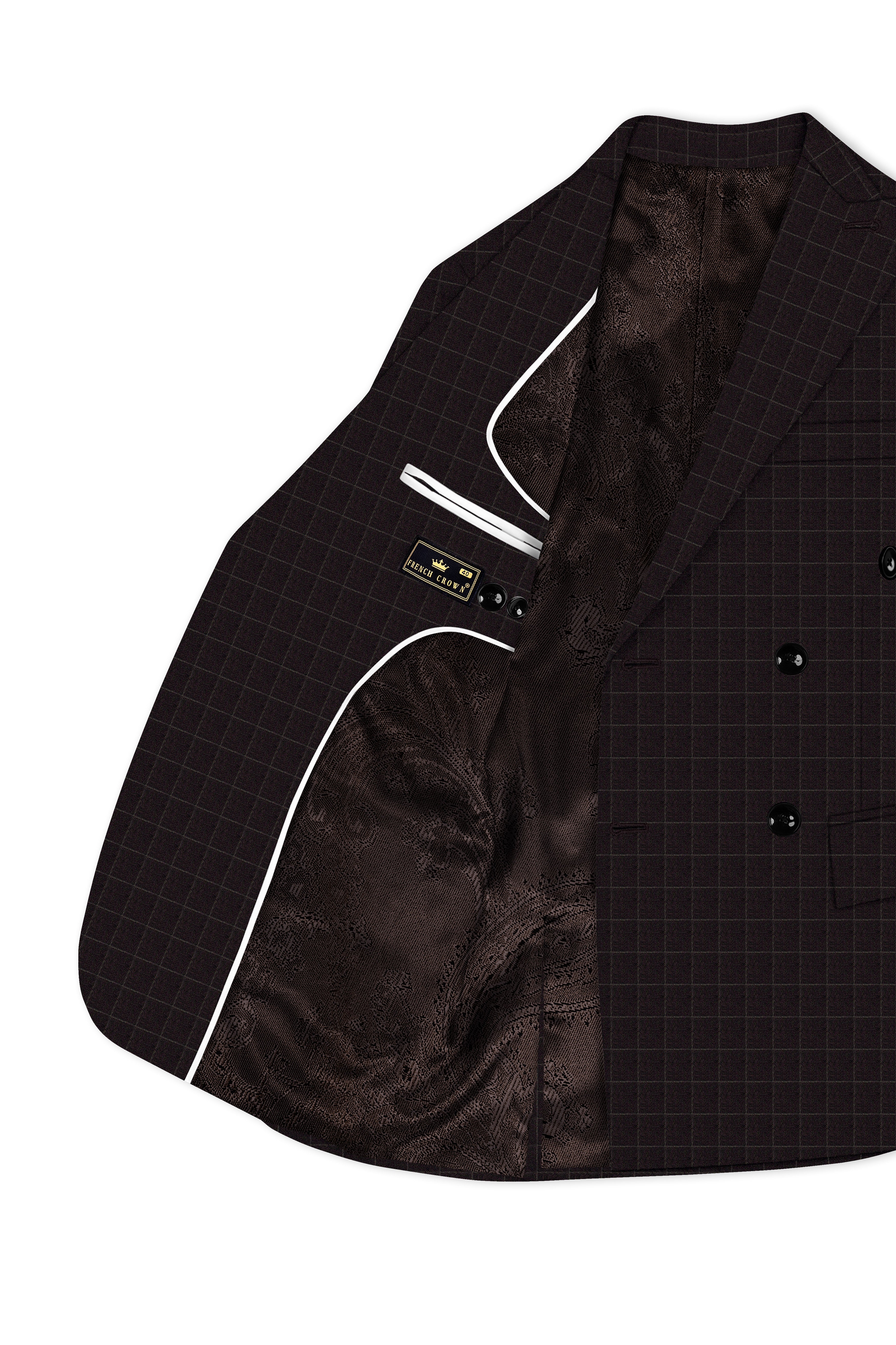 Thunder Brown windowpane Double Breasted Suit