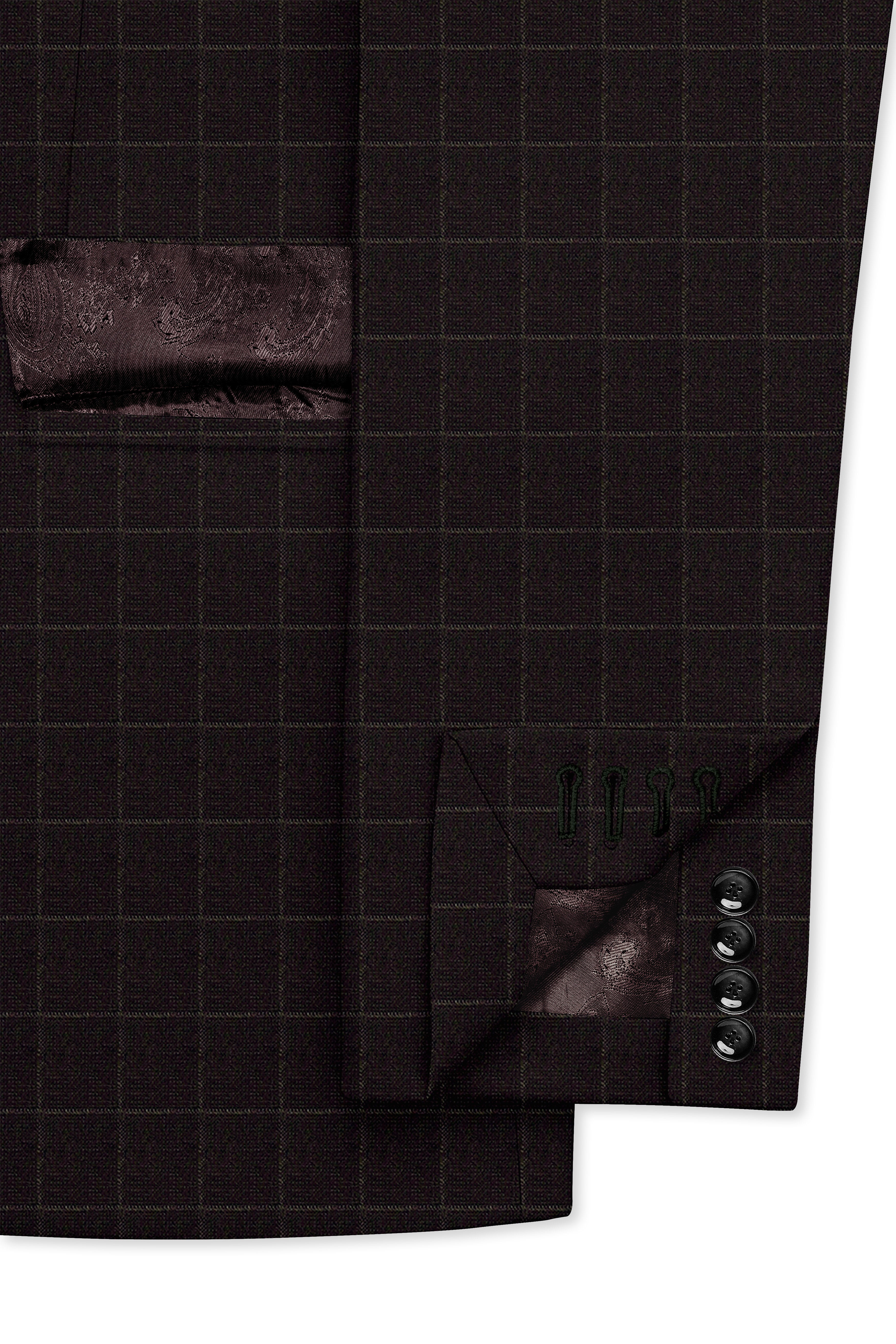 Thunder Brown windowpane Double Breasted Suit