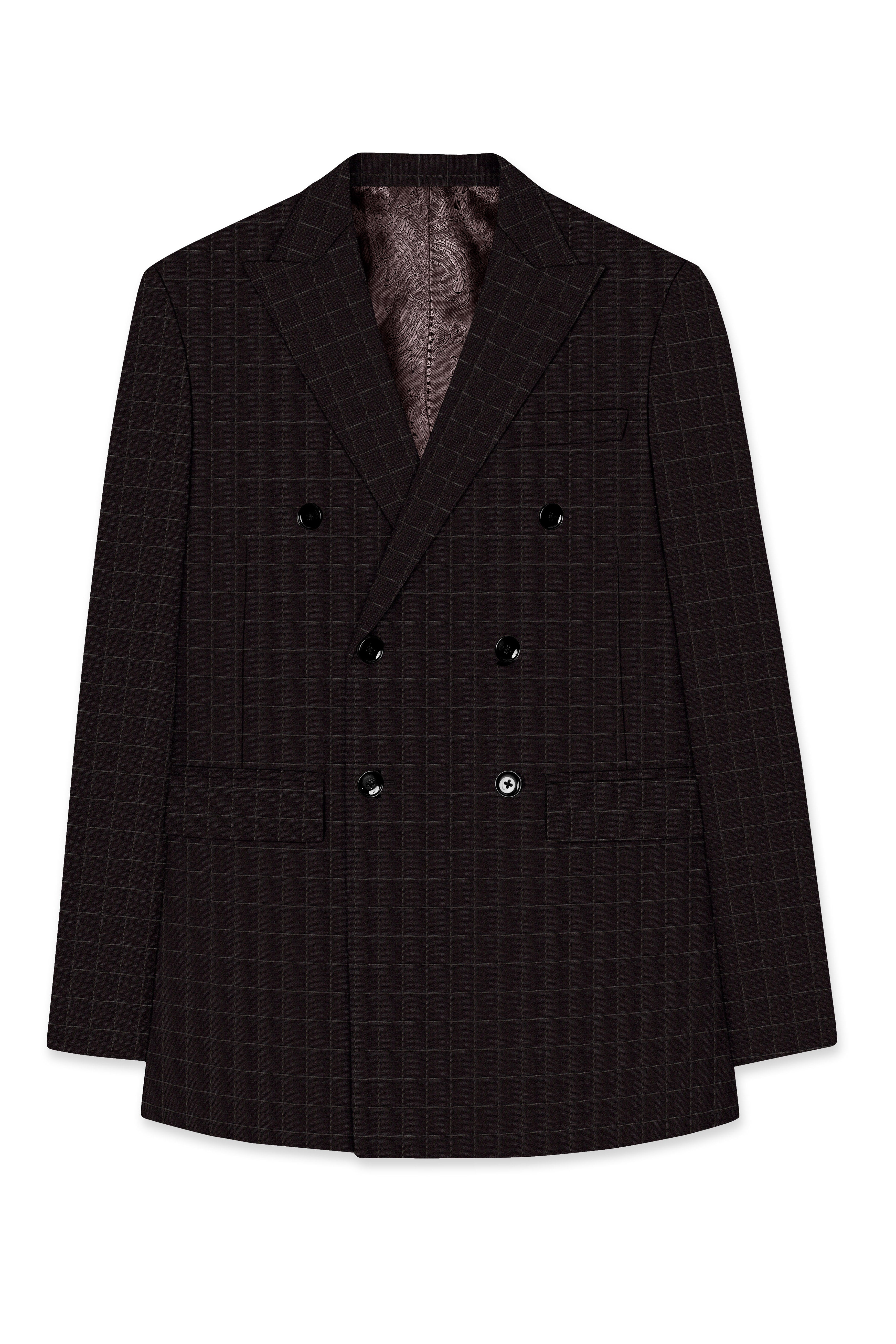 Thunder Brown windowpane Double Breasted Suit