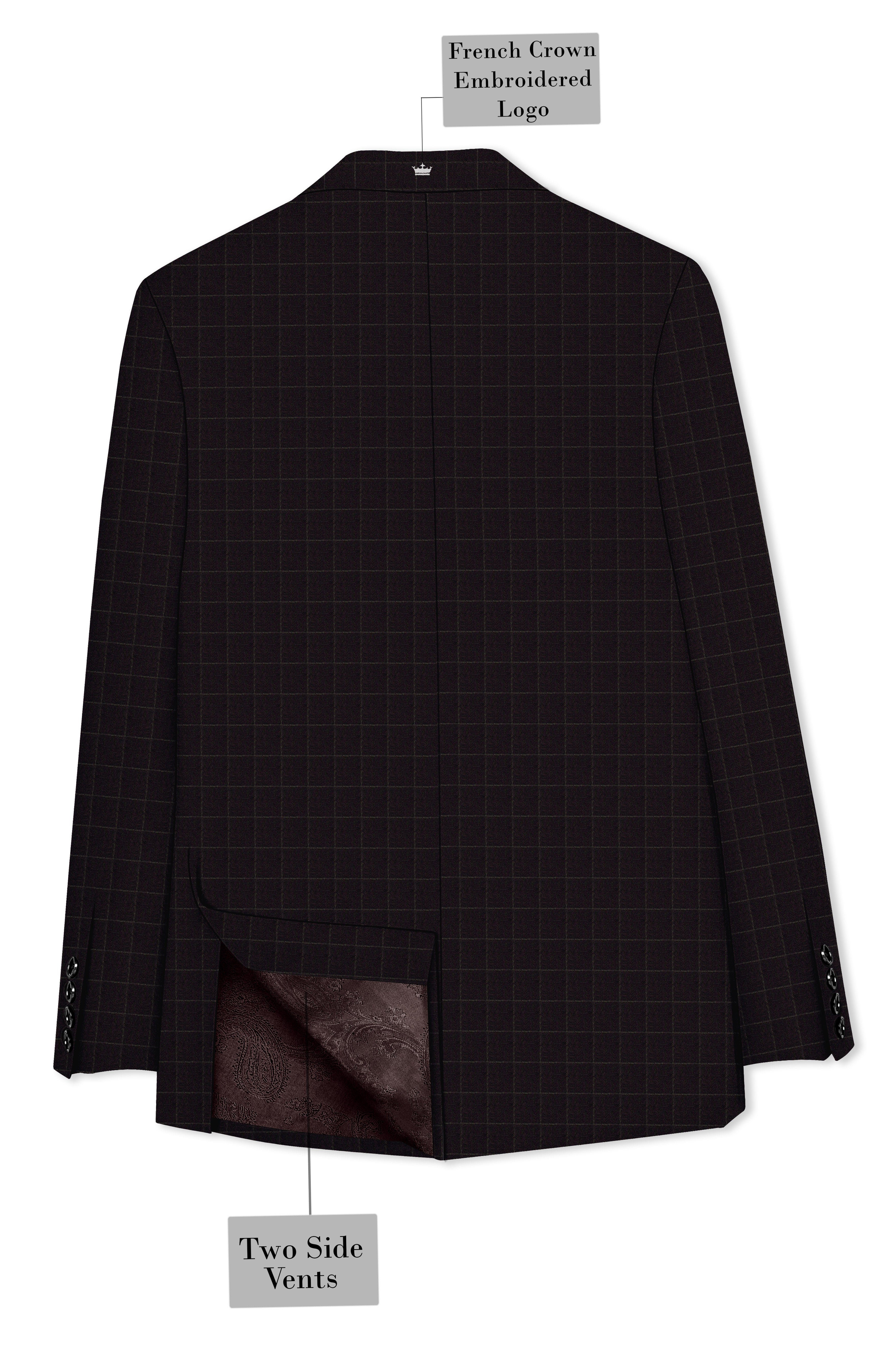 Thunder Brown windowpane Double Breasted Suit