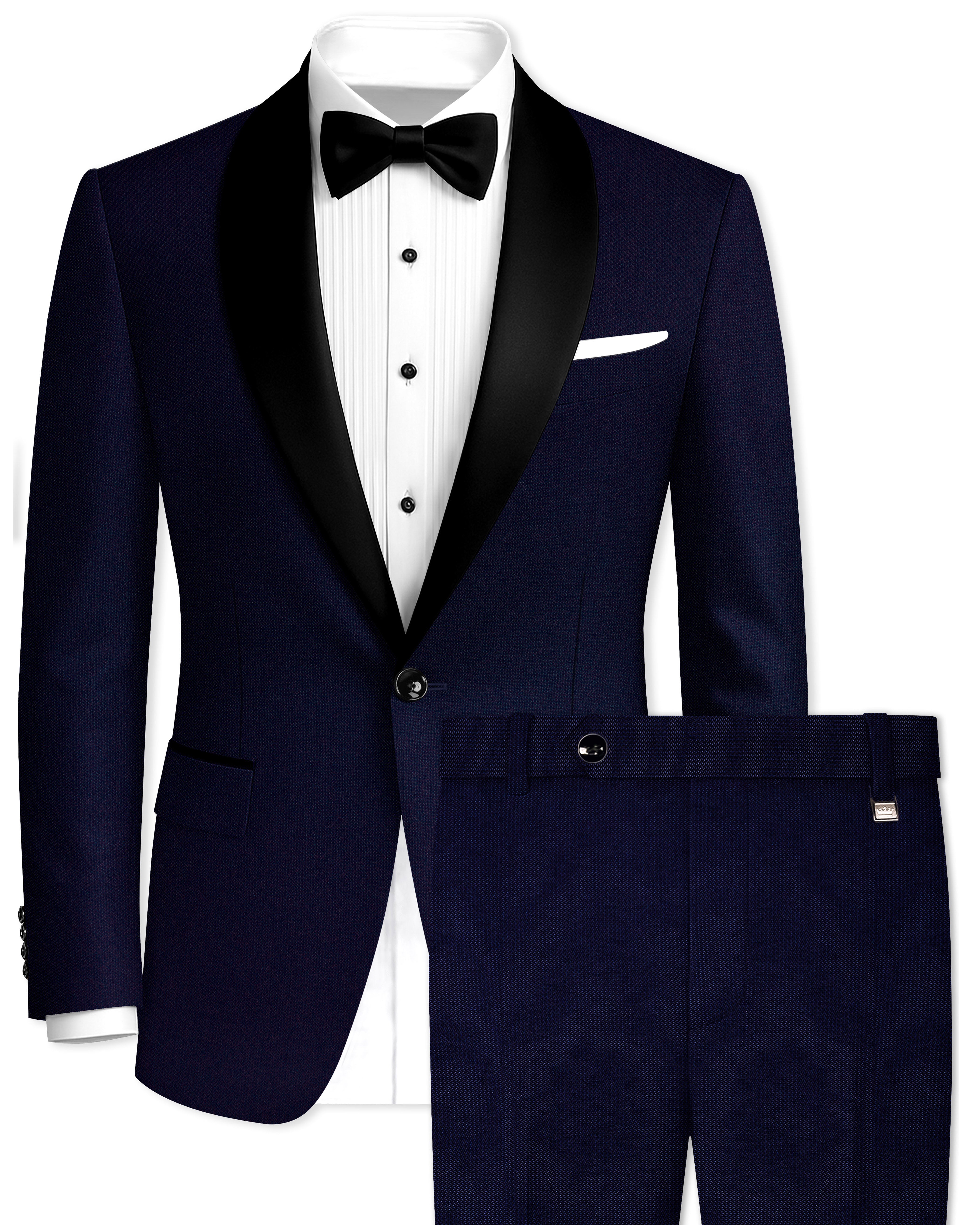 Gunmetal Blue with Black Lapel Tuxedo Suit