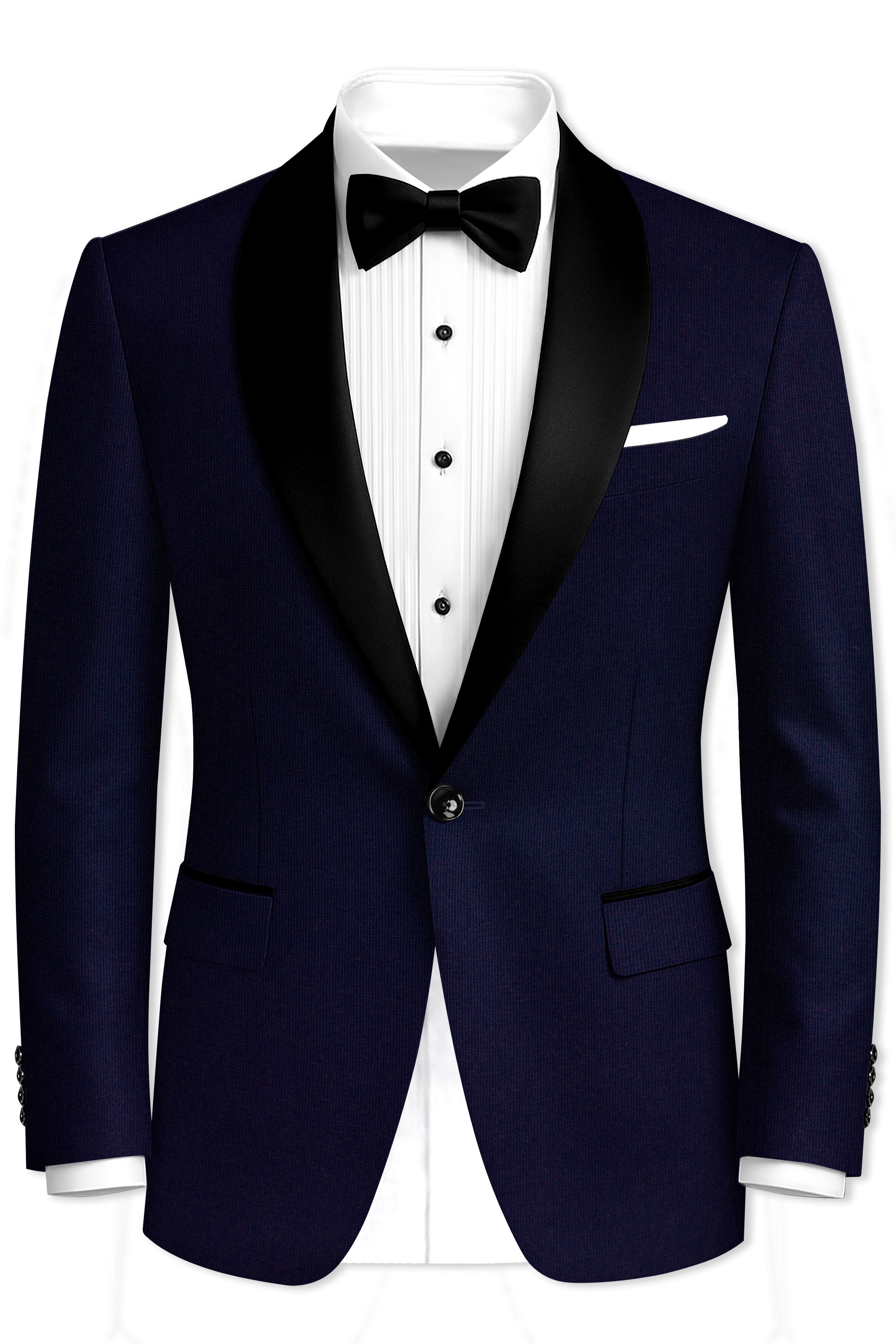 Gunmetal Blue with Black Lapel Tuxedo Suit