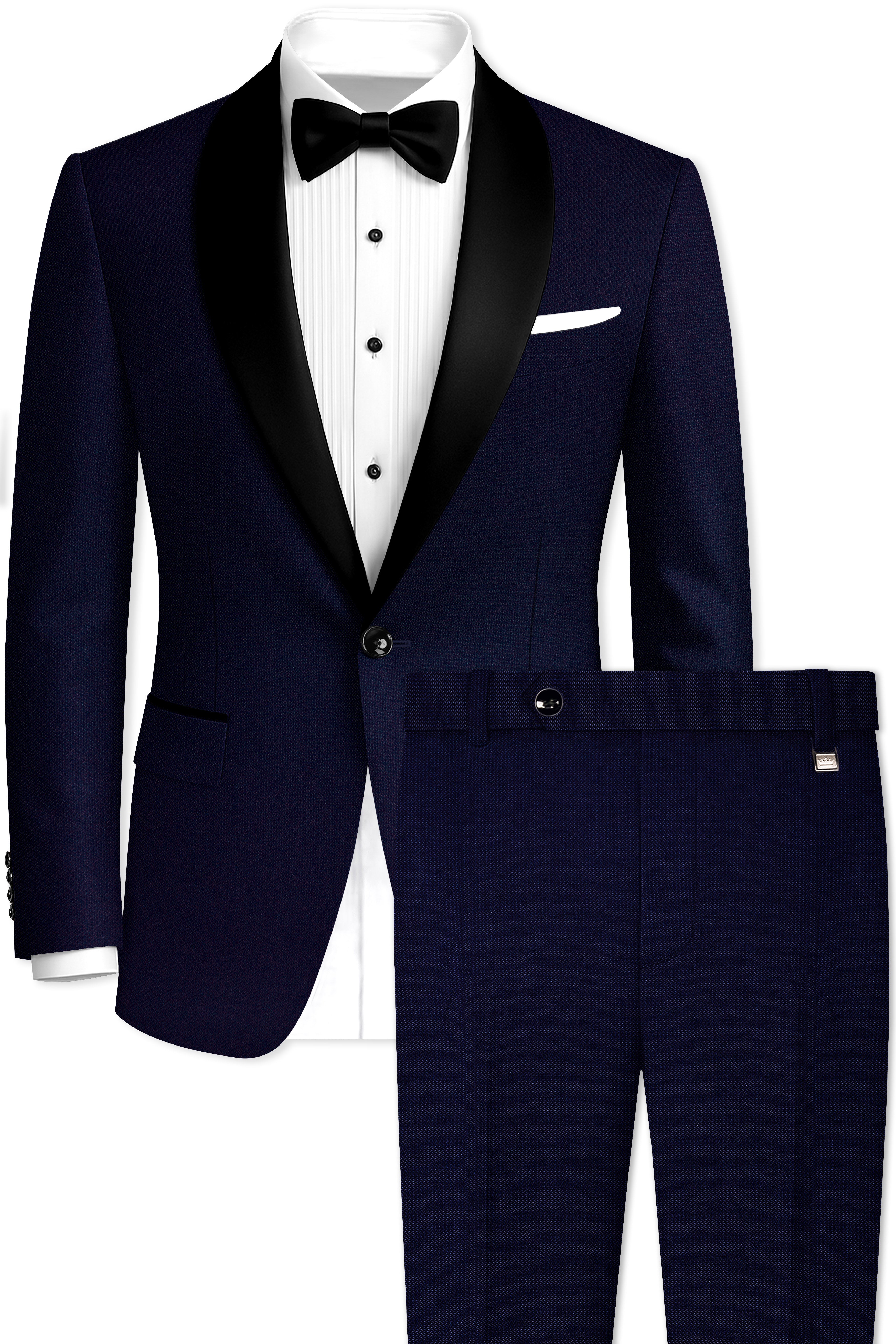 Gunmetal Blue with Black Lapel Tuxedo Suit