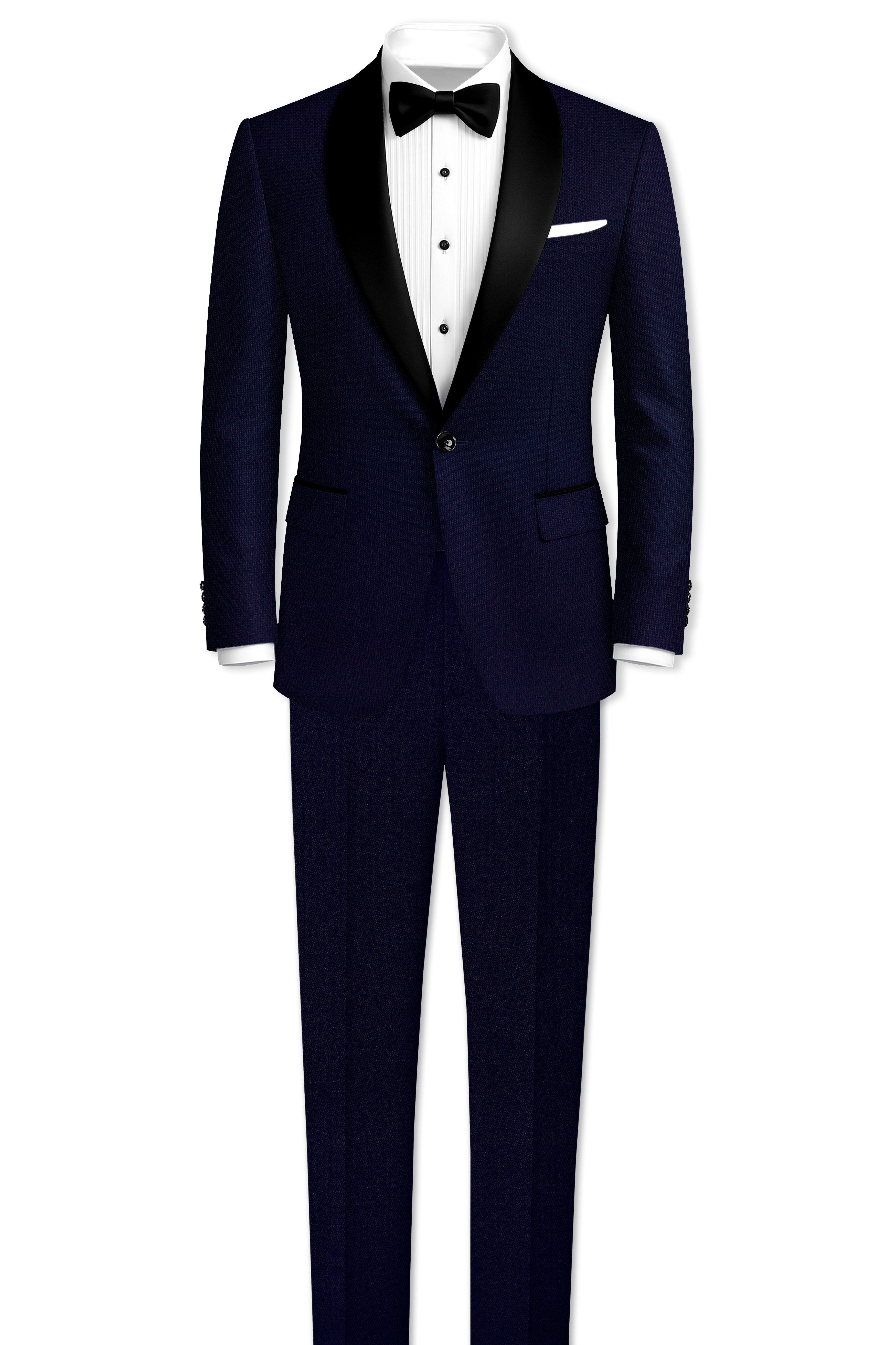 Gunmetal Blue with Black Lapel Tuxedo Suit