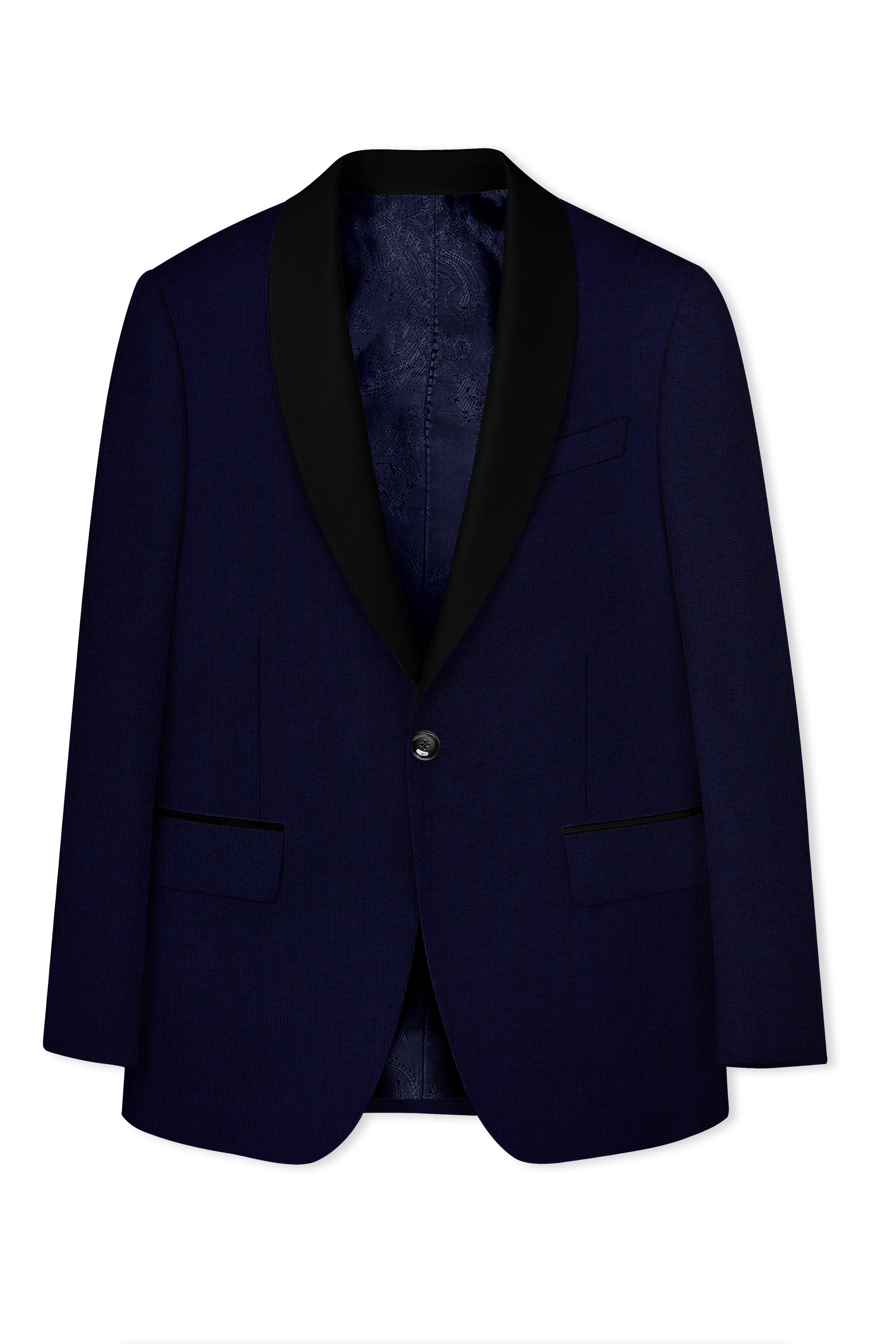 Gunmetal Blue with Black Lapel Tuxedo Suit