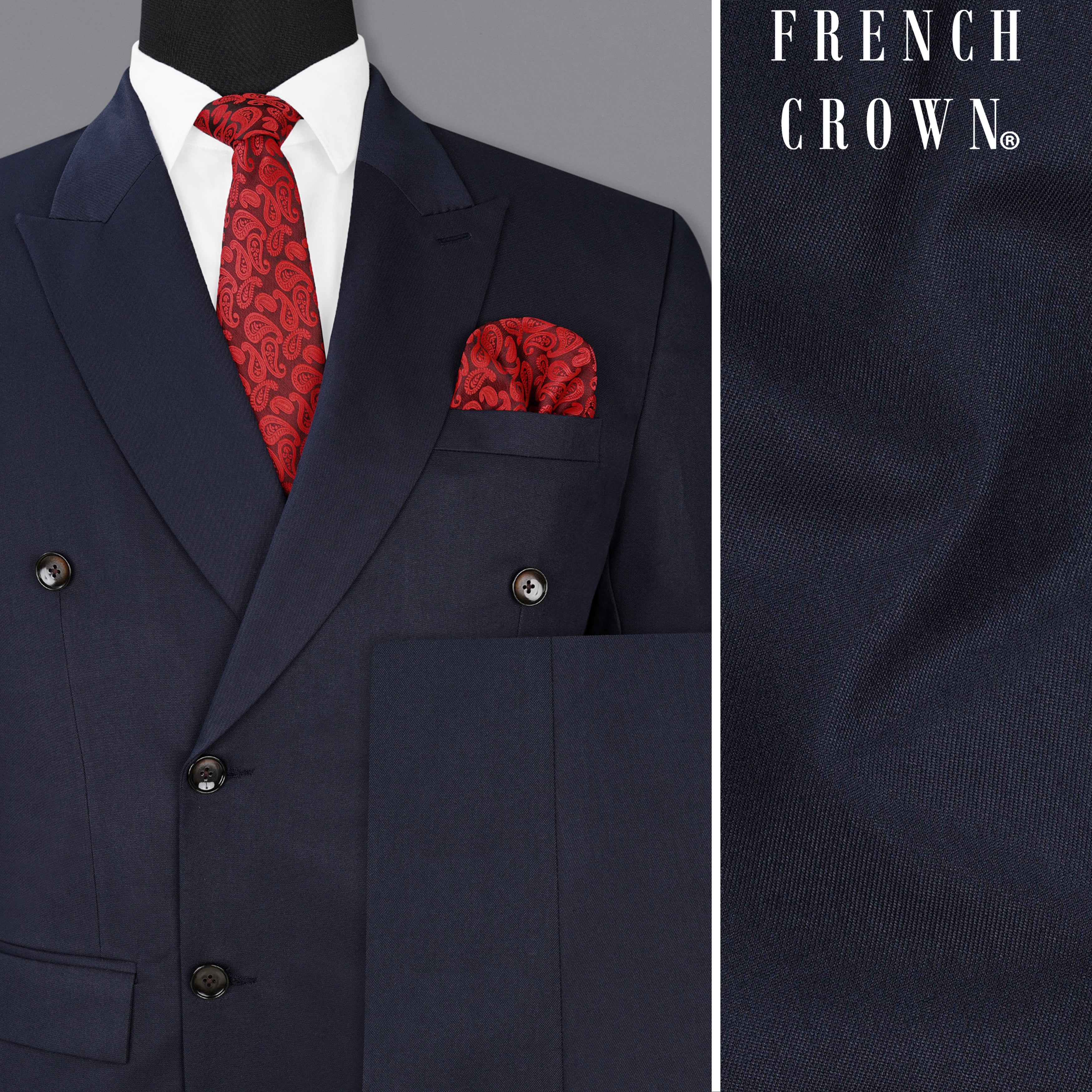 Firefly Navy Blue Double-Breasted Suit