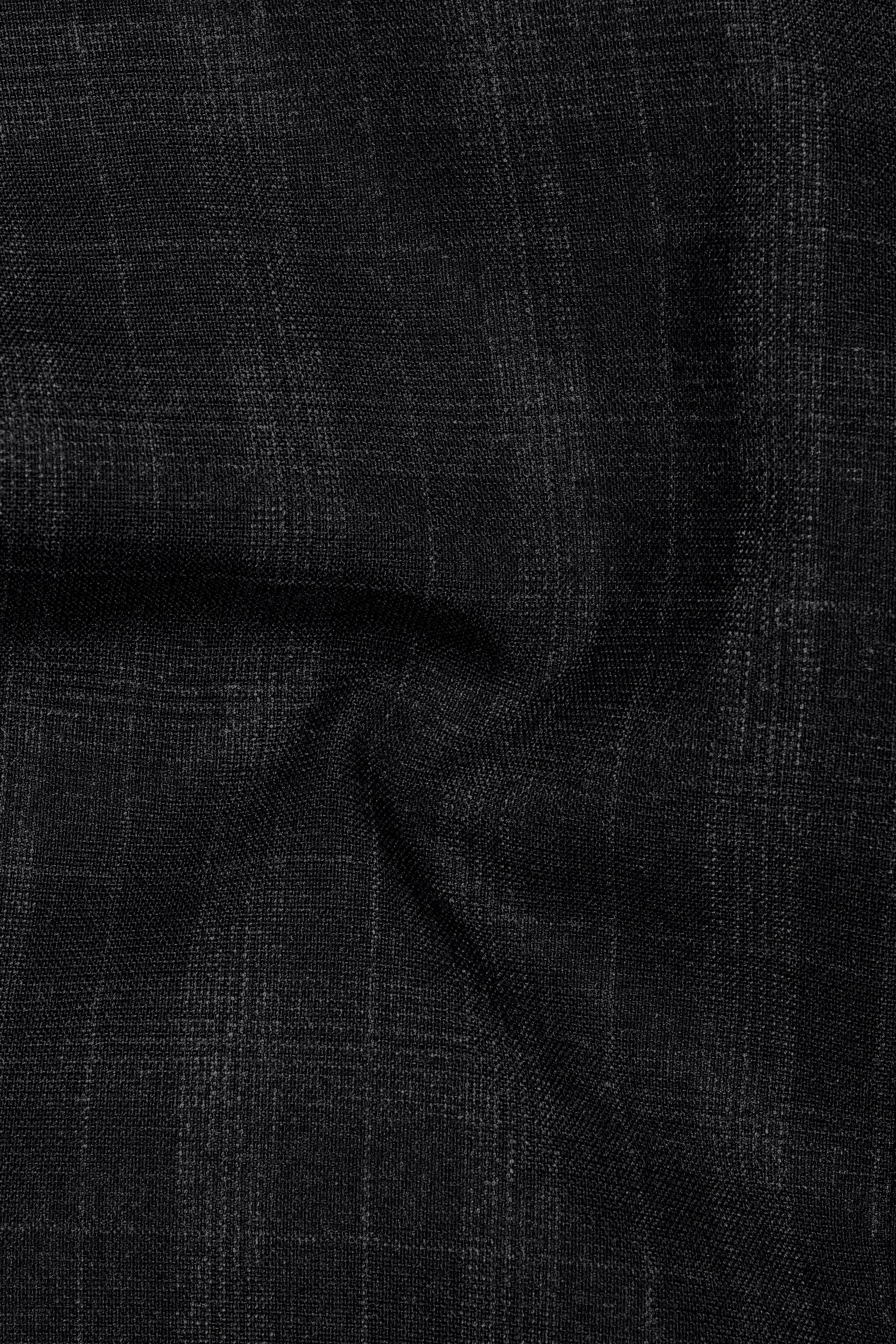 Charcoal Gray Plaid Cross Placket Bandhgala Suit