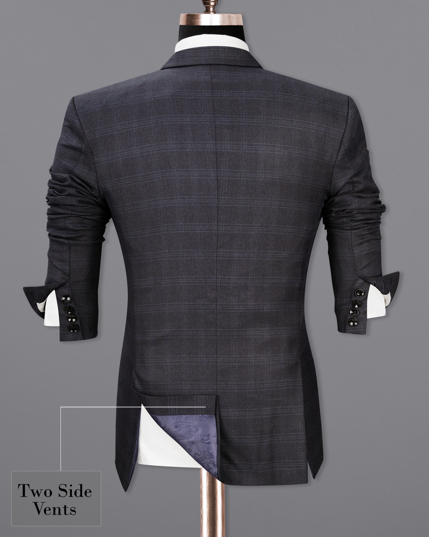 Mirage Gray windowpane Single Breasted Blazer