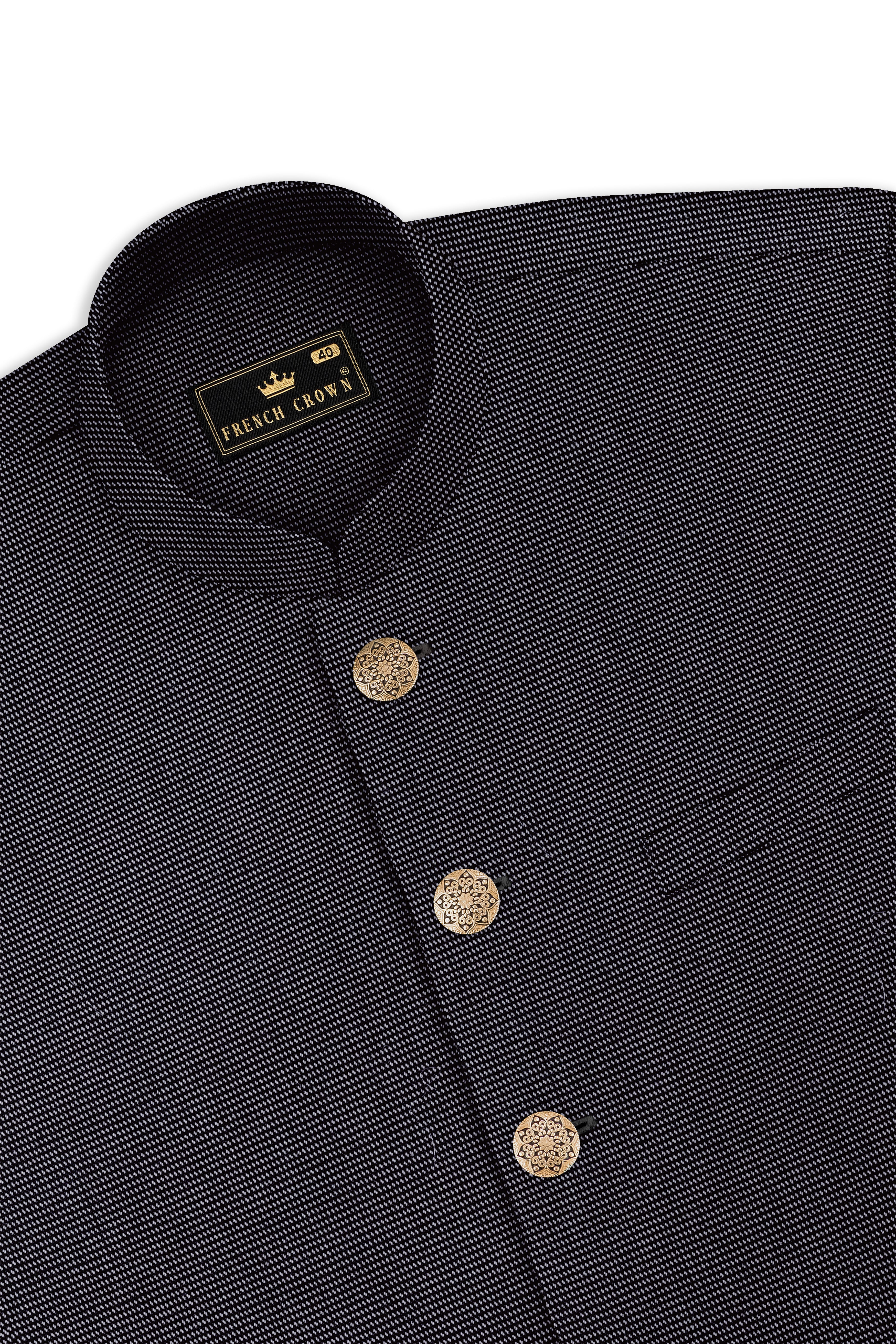 Gunmetal Gray Cross Placket Bandhgala Premium Cotton Suit